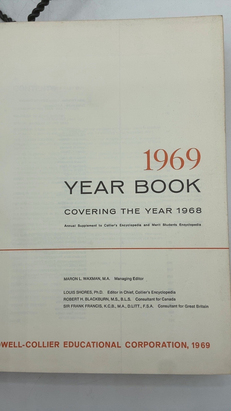 1969 Year Book Covering the Year 1968 Maron L. Waxman, M.A. (Managing Editor)…