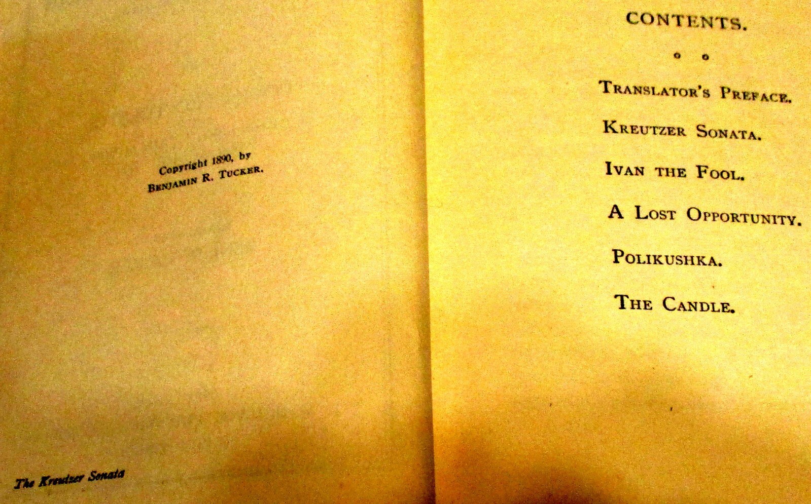 1890 The Kreutzer Sonata and Other Stories Count Leo Tolstoi H/C 397 Pages