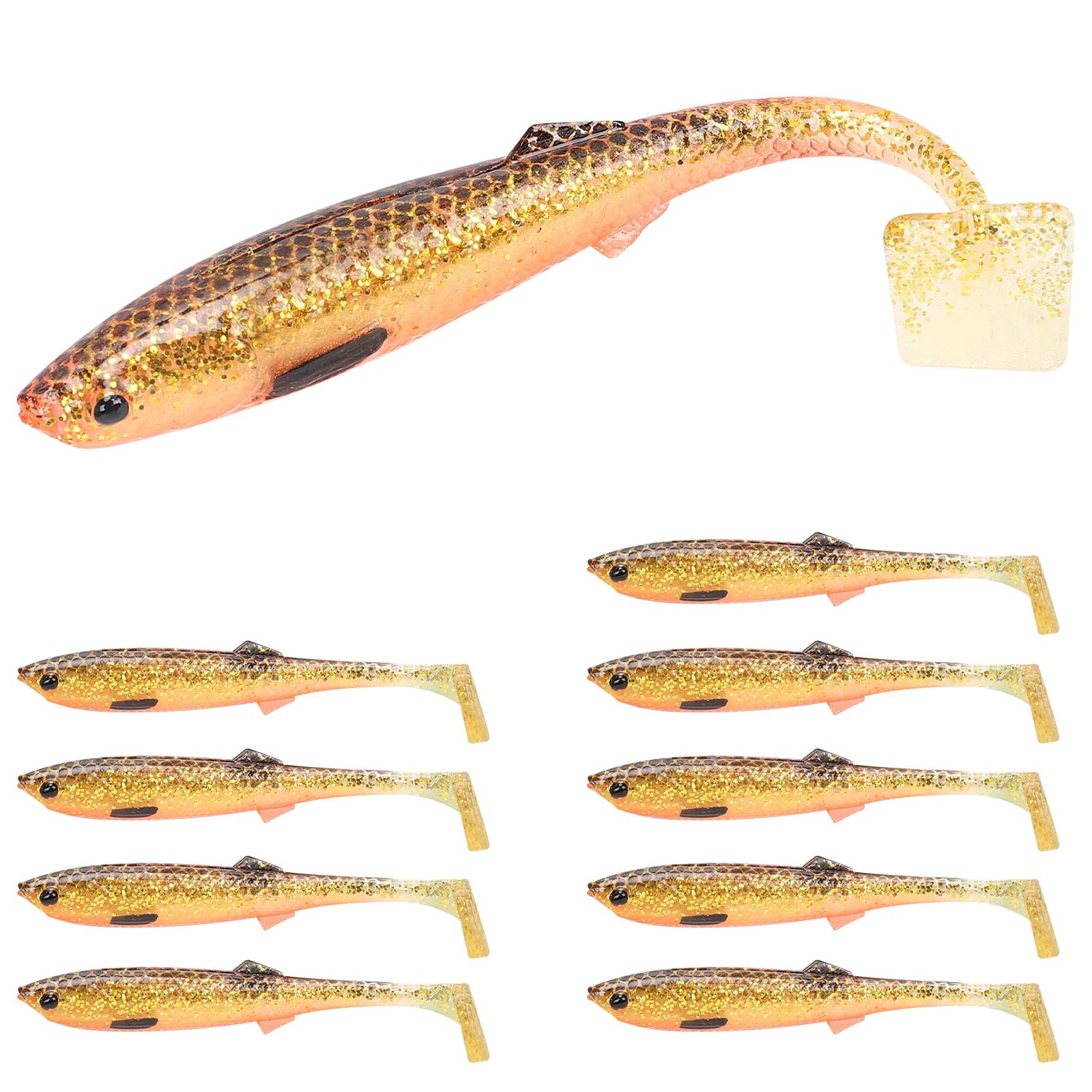 TRUSCEND Hand-Painted Soft Fishing Lures 10PCS, Plastic, F2-3.35″,0.2oz,10pcs