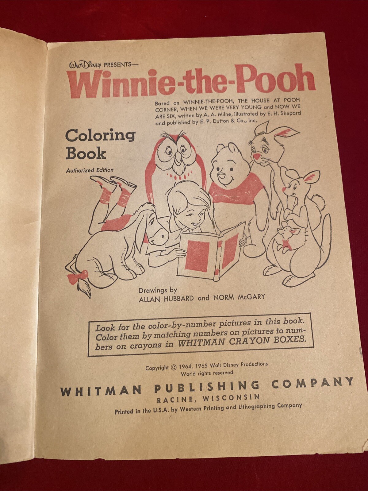 1965 WINNIE THE POOH Whitman Coloring Book #1116 128 Pages Used