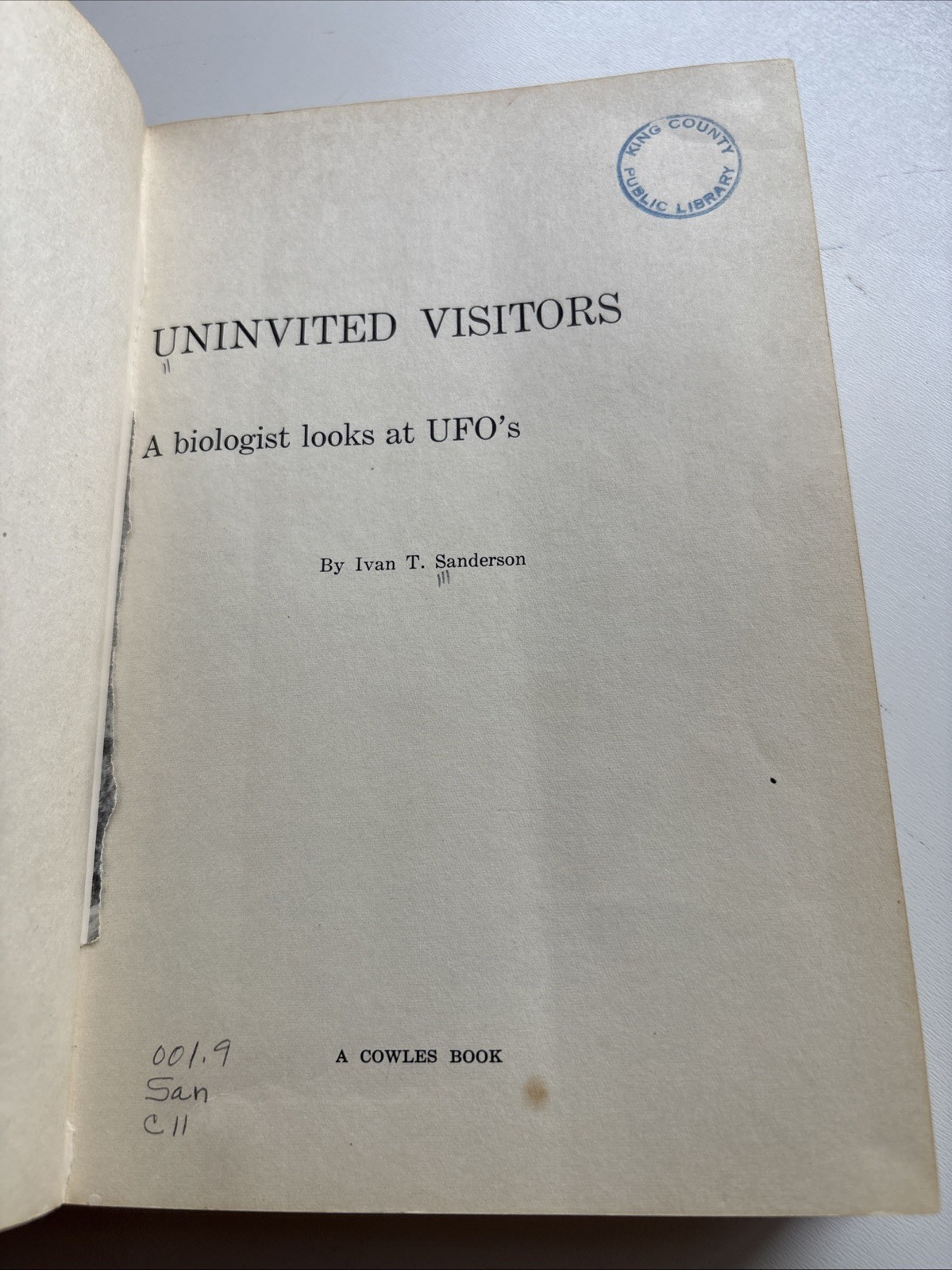 Uninvited Visitors by Ivan Sanderson, First Edition 1967 LIBRARY BINDING
