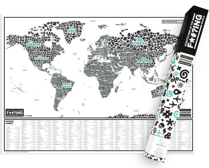 Scratch Map Of The F*#?ing World – Luckies – 82.5cm x 59.4cm Brand New & Sealed