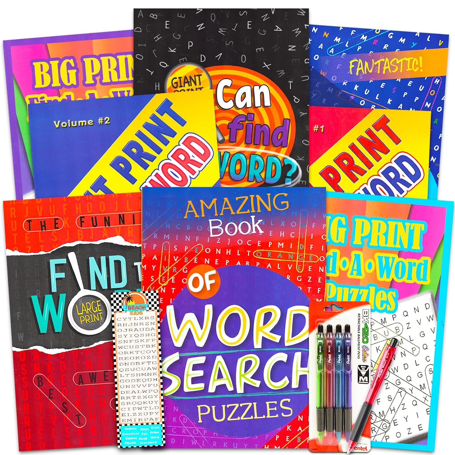 Crenstone Exclusive Bulk Large Print Word Find Books for Adults, Seniors