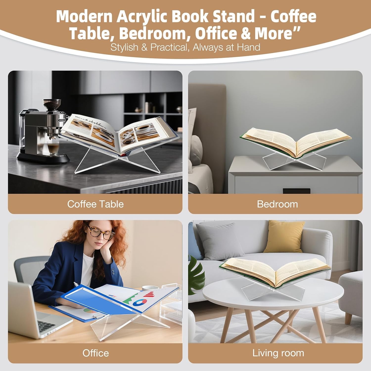 Clear Acrylic Book Stand – Large 12.6 x 6.7 x 5 in Book Holder Cookbooks Bibles