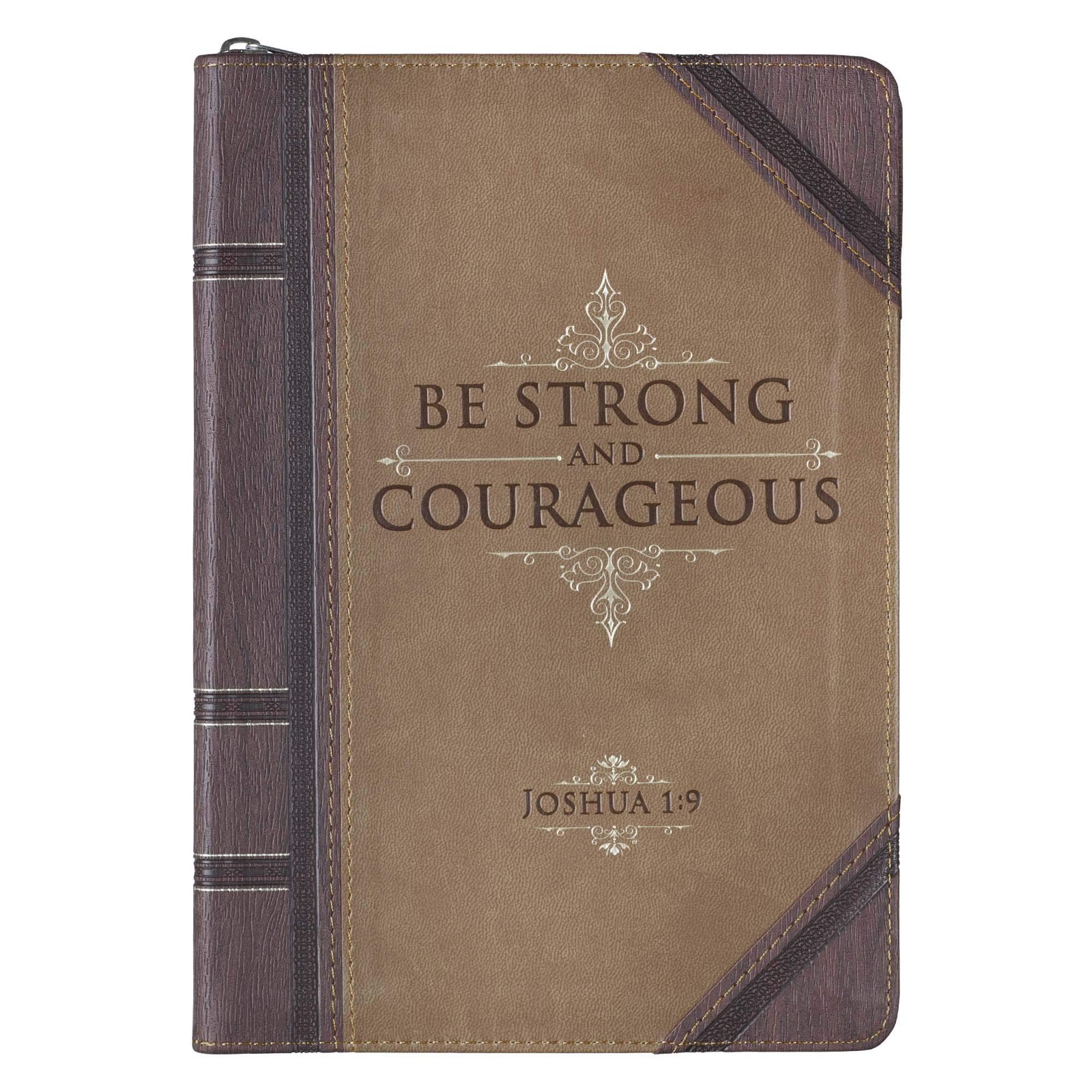 Christian Art Gifts Brown Vegan Leather Zipped Journal, Inspirational Men’…