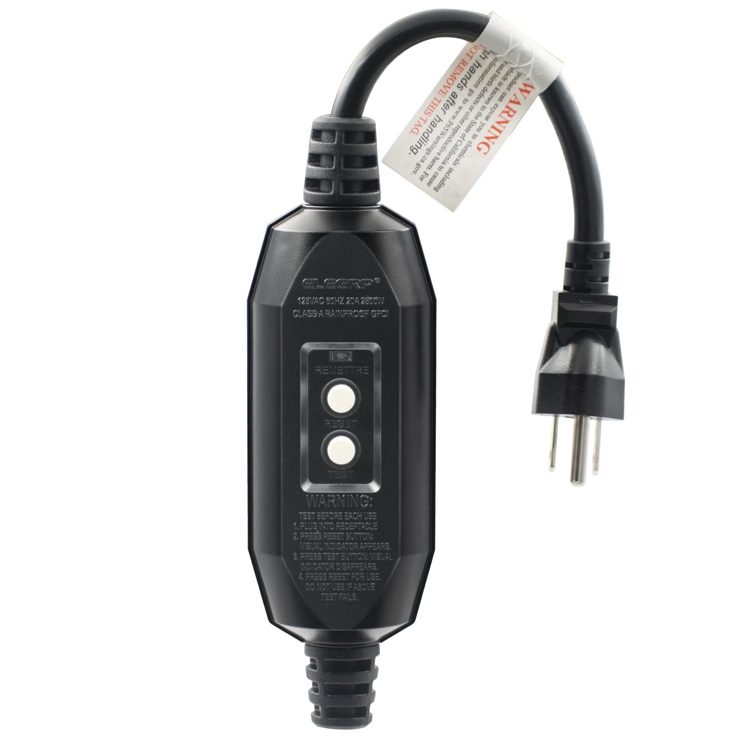 ELEGRP G1215CA G20CAR Patented Auto-Monitoring GFCI Replacement Plug Inline Asse