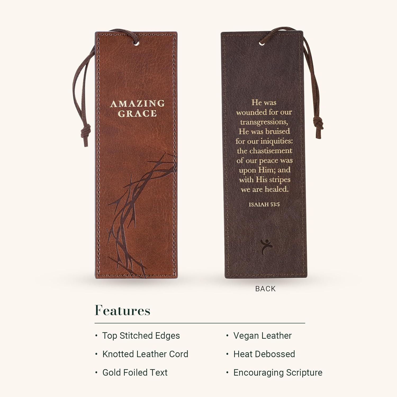 Premium Vegan Leather Inspirational Scripture Bookmark for Men & Women: Amazing