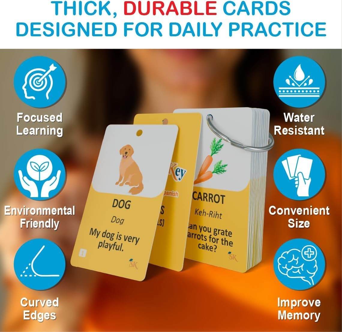 300 Spanish Vocabulary Flashcards Bilingual Learning Game for Adults Kids