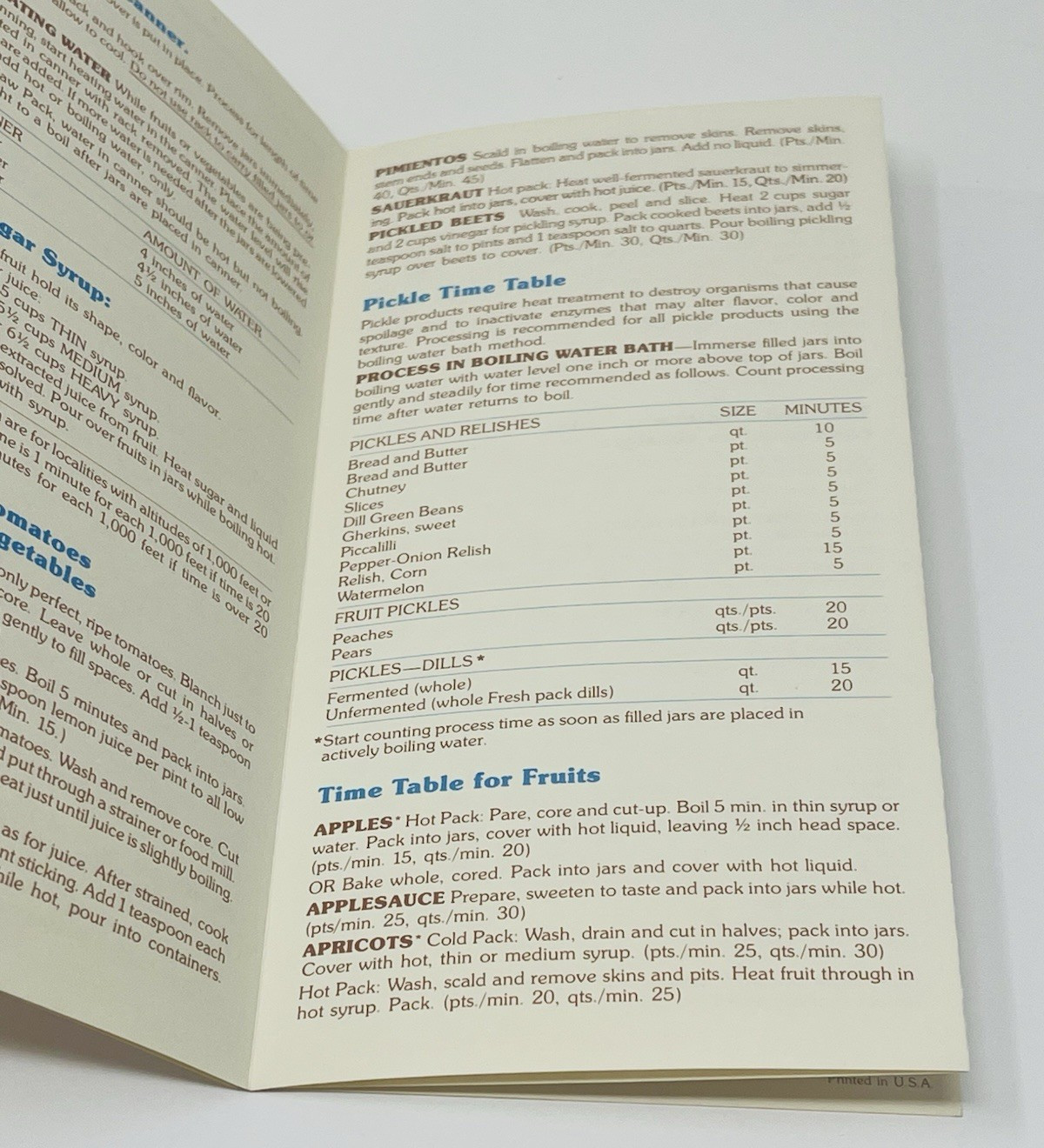 Water Bath Canning Informational Brochure Pamphlet Vintage