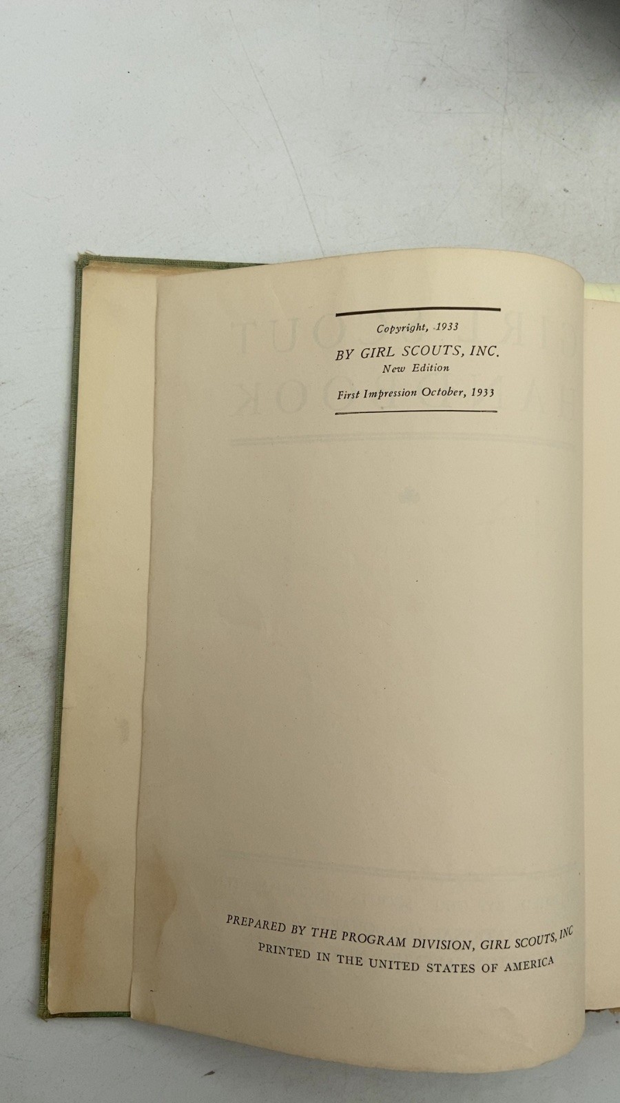 Girl Scout Handbook Girl Scouts, Inc. Hardcover New Edition 1933