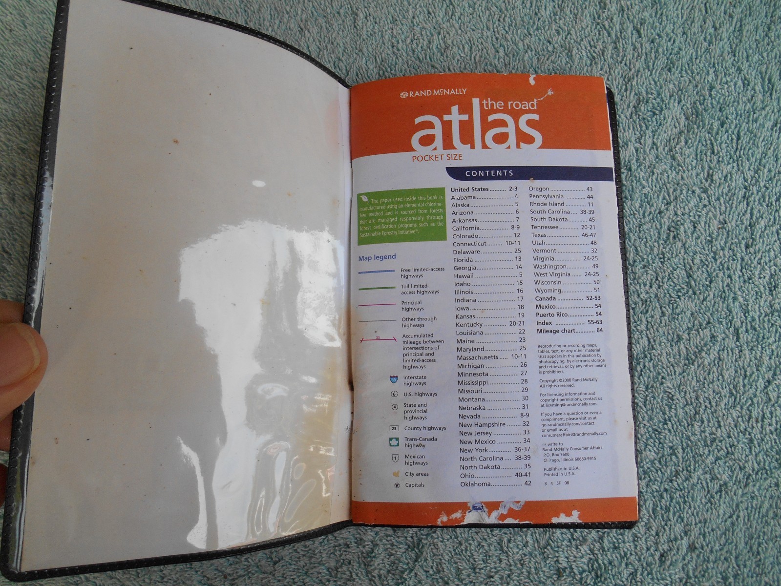 VINTAGE Rand Mcnally POCKET SIZE THE ROAD ATLAS. 64 PAGES. MORGAN & MORGAN.