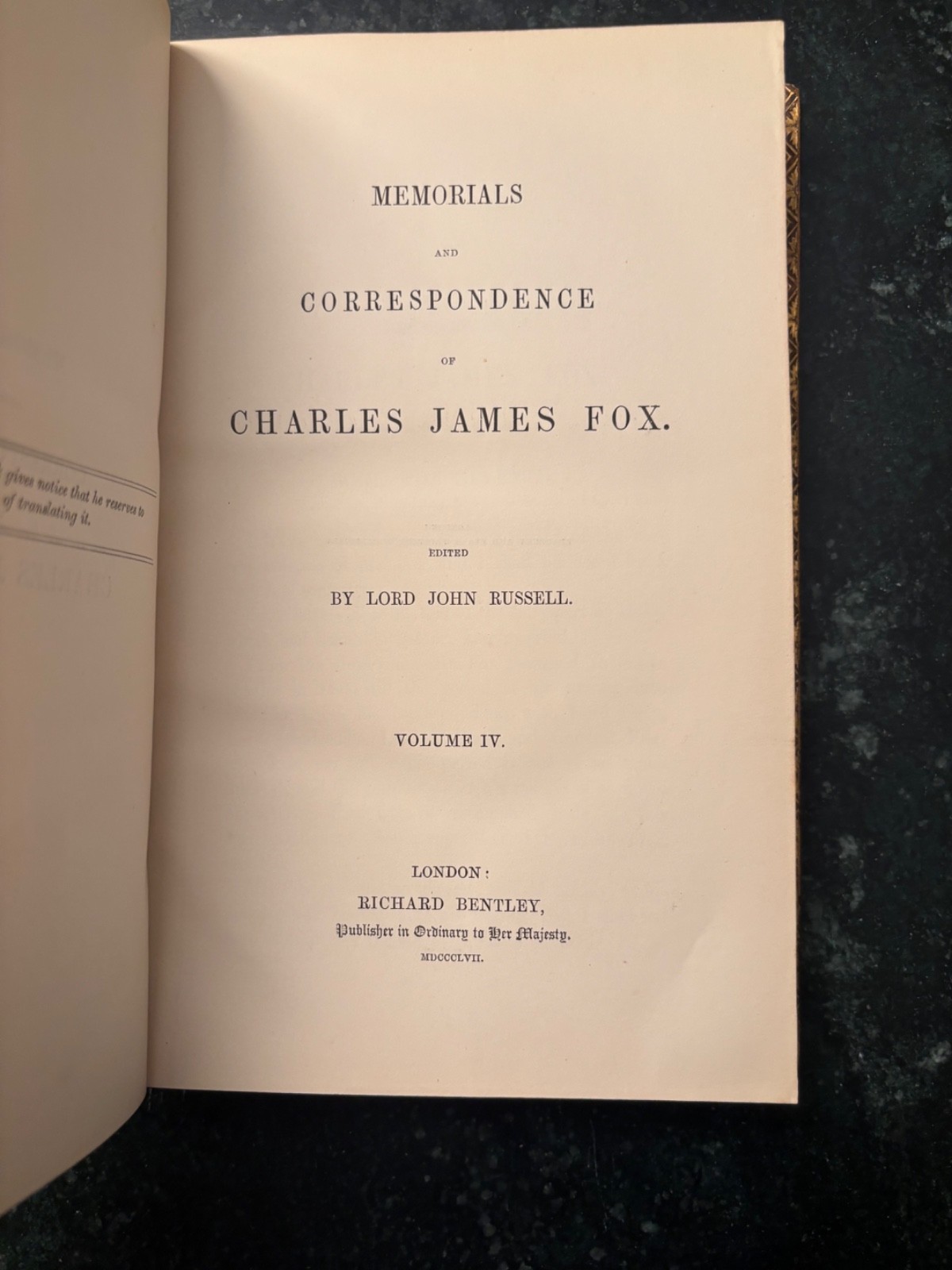 Correspondence C.J. Fox 4 Vols. Ed. Lord John Russell London : Richard Bentley