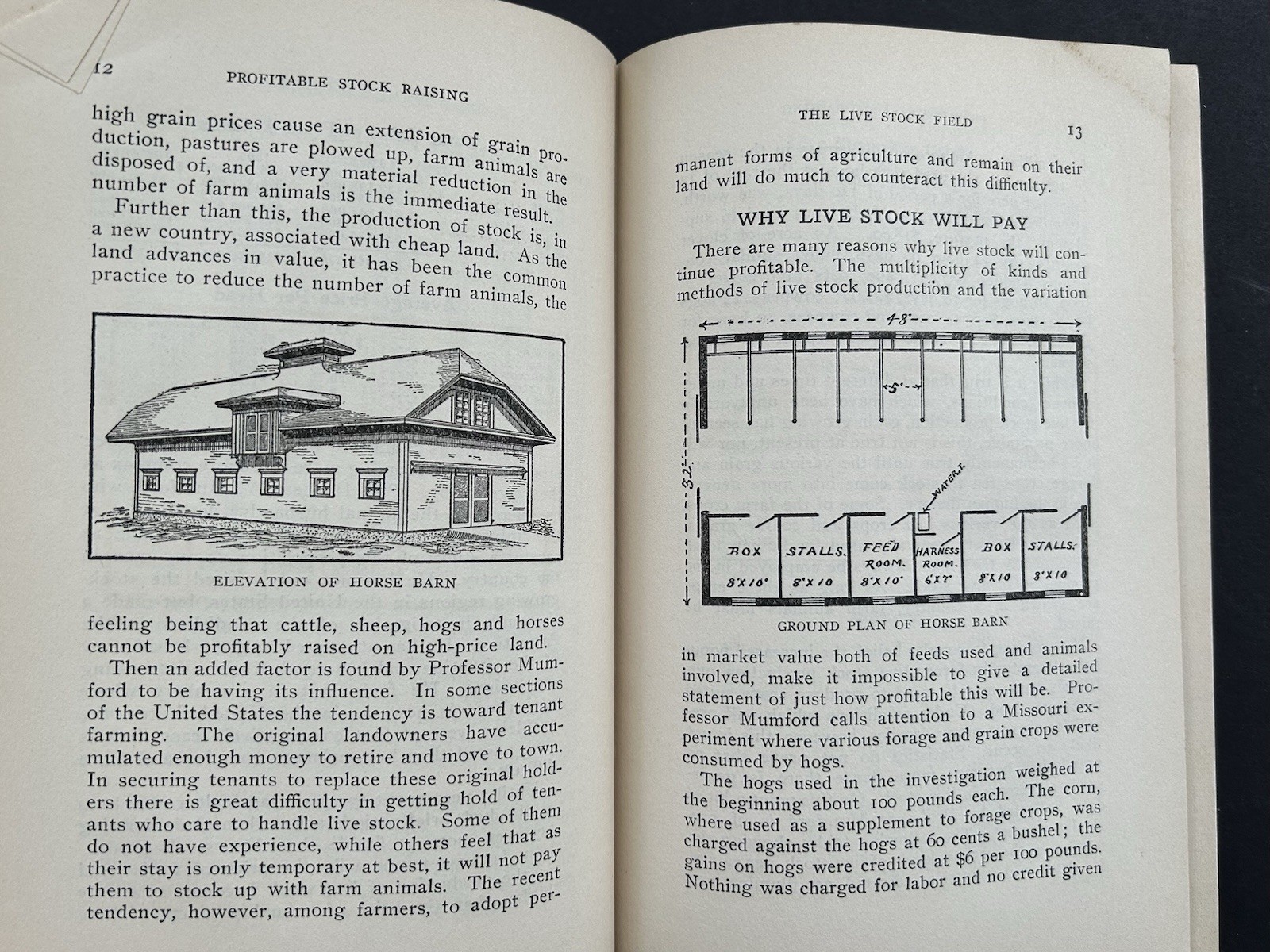 1911 Profitable Stock Raising by Clarence A Shamel Farm Life Series HB Illust