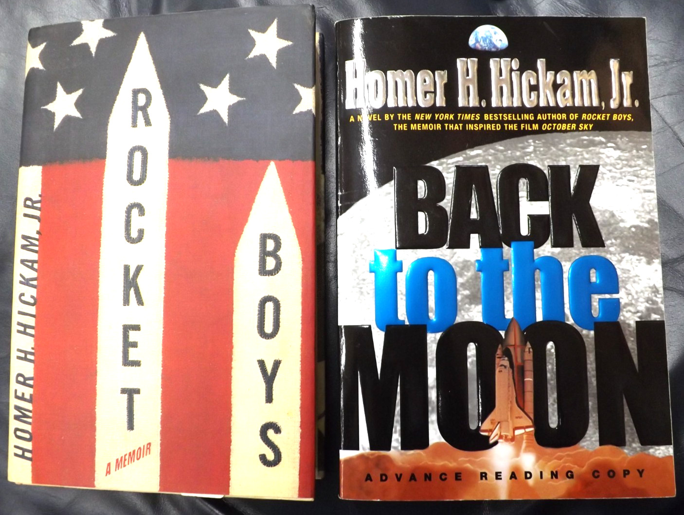 HOMER HICKAM SIGNED 3X LOT ROCKET BOYS 1998 FE BACK TO THE MOON NASA PROGRAM