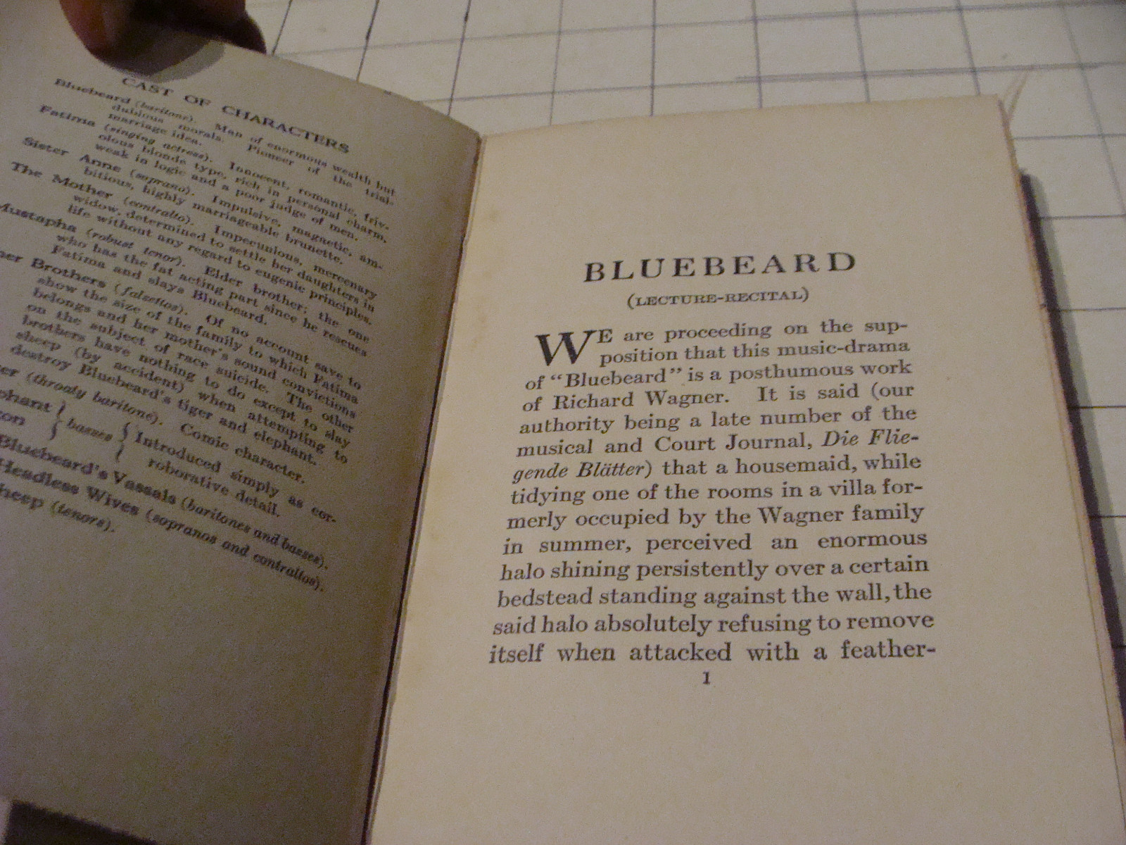 Orig. Vintage book: BLUEBEARD Musical by Kate Douglas Wiggin, 1914, 58 pages