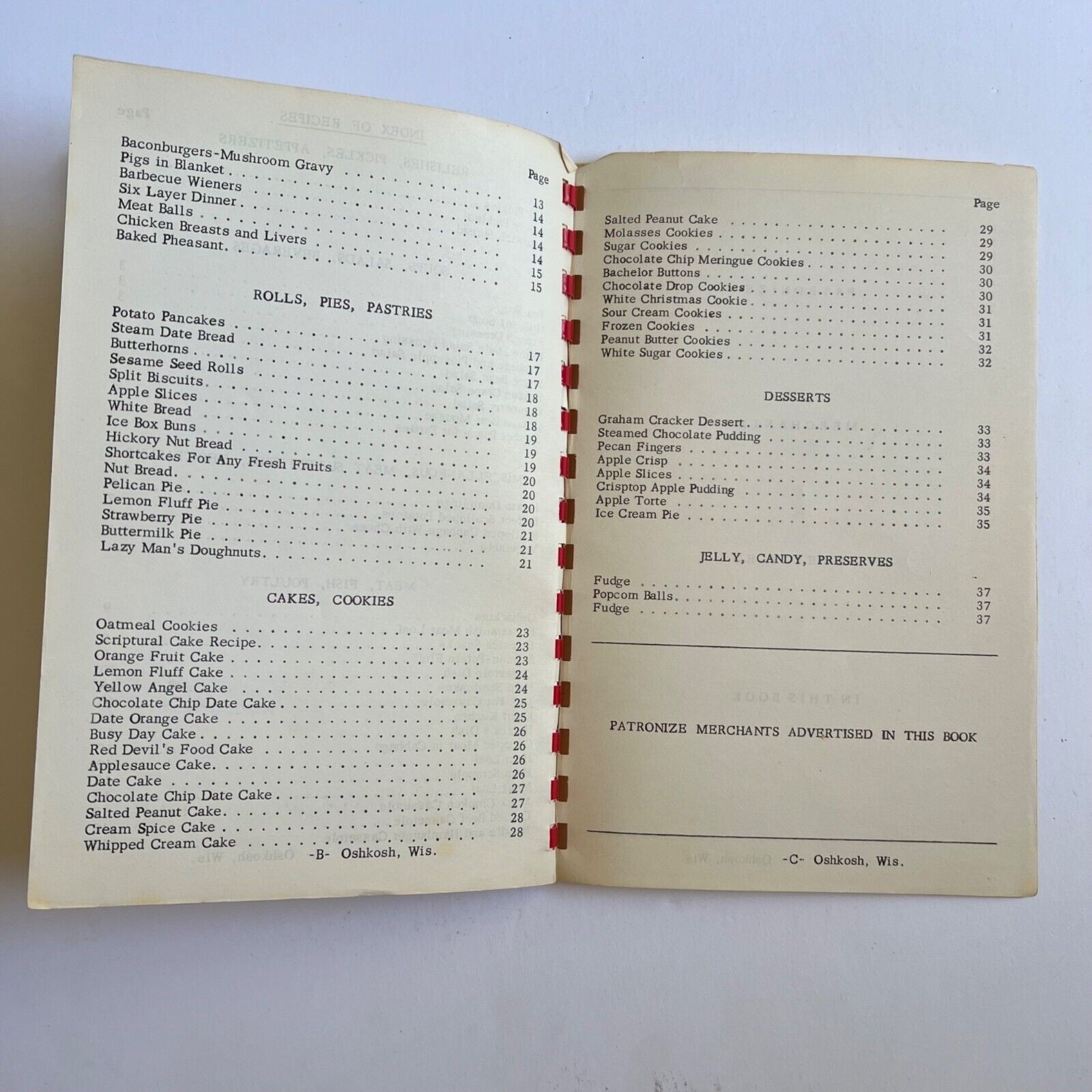 Vintage 1953 Cookbook Personal Recipes from Oshkosh WI Spiral Bound Paperback