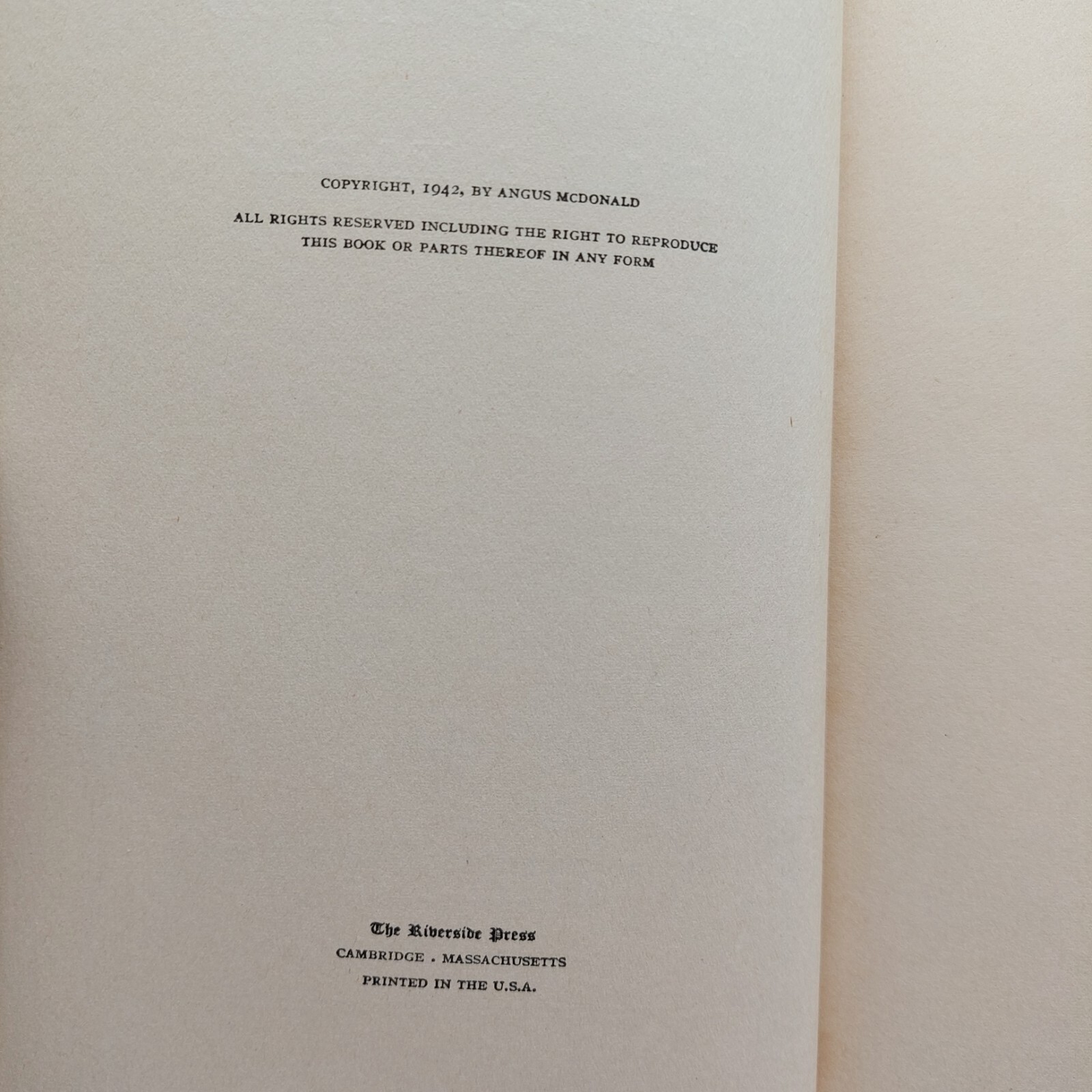 OLD McDONALD HAD A FARM Angus McDonald Houghton Miffin Co Hardcover 1942