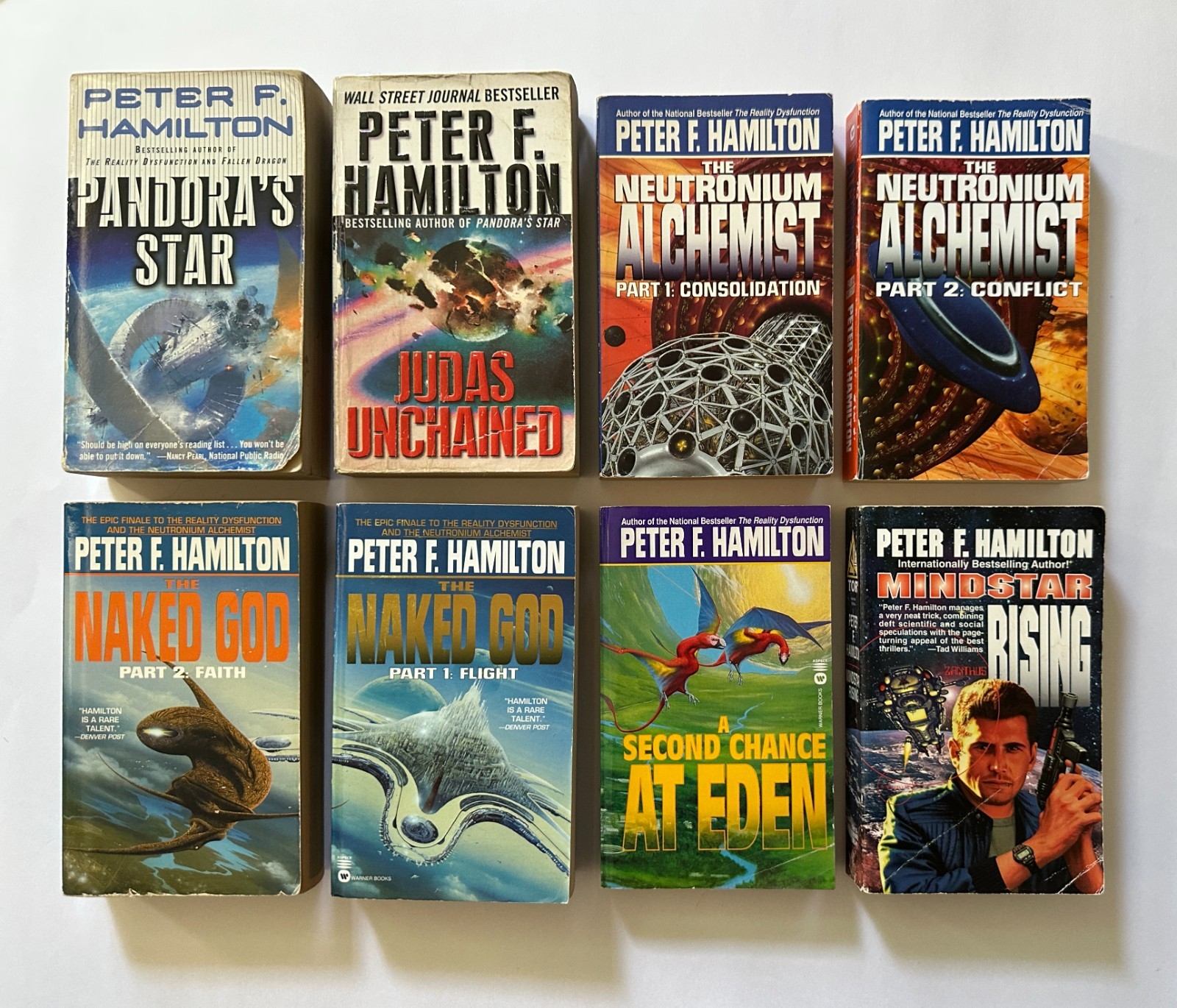 PETER F. HAMILTON Judas/Pandora/Mindstar/Alchemist/Naked God 8 MM Paperback LOT