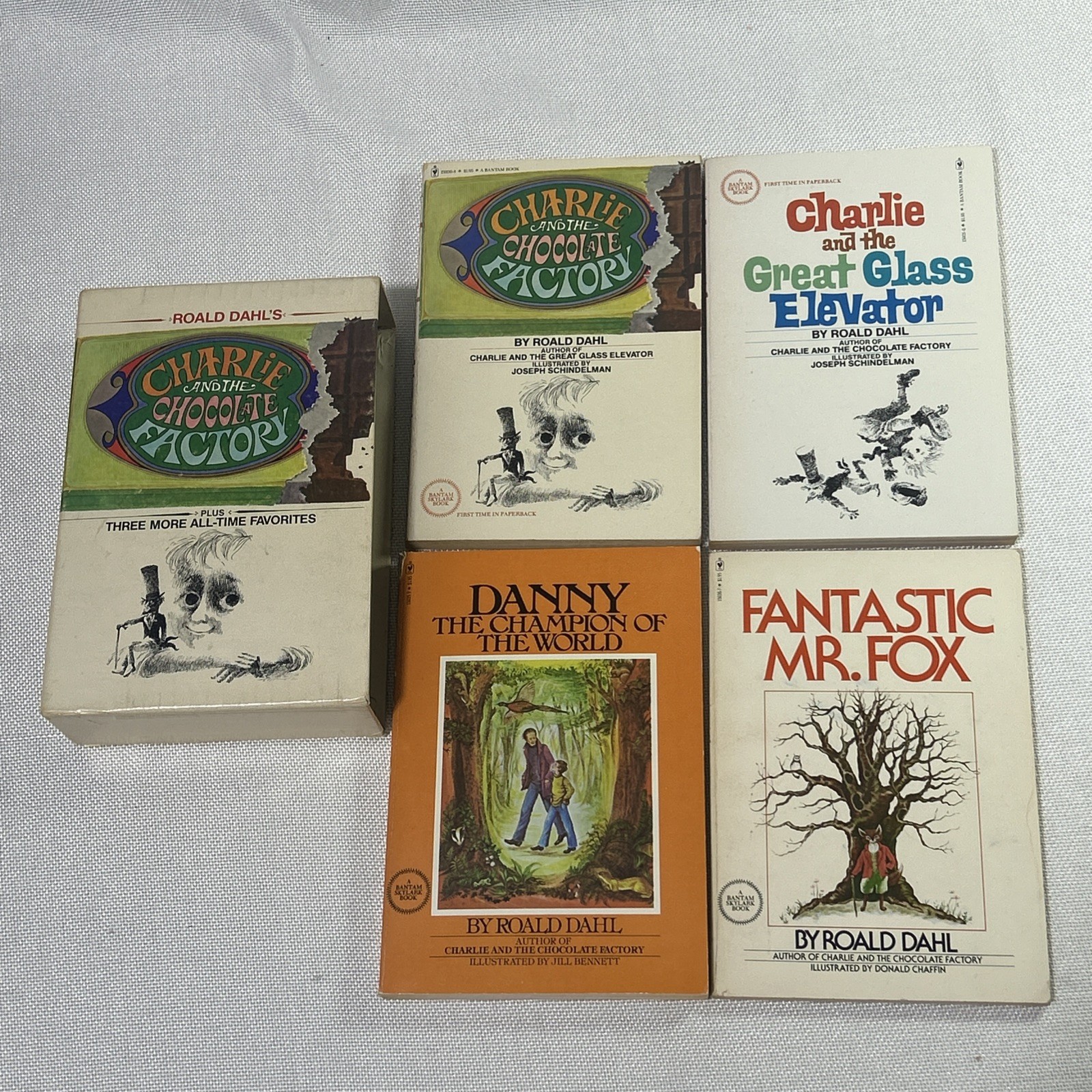 Roald Dahl 4 Illustrated PB Box Set 1st Skylark Charlie Factory +3 Slipcase