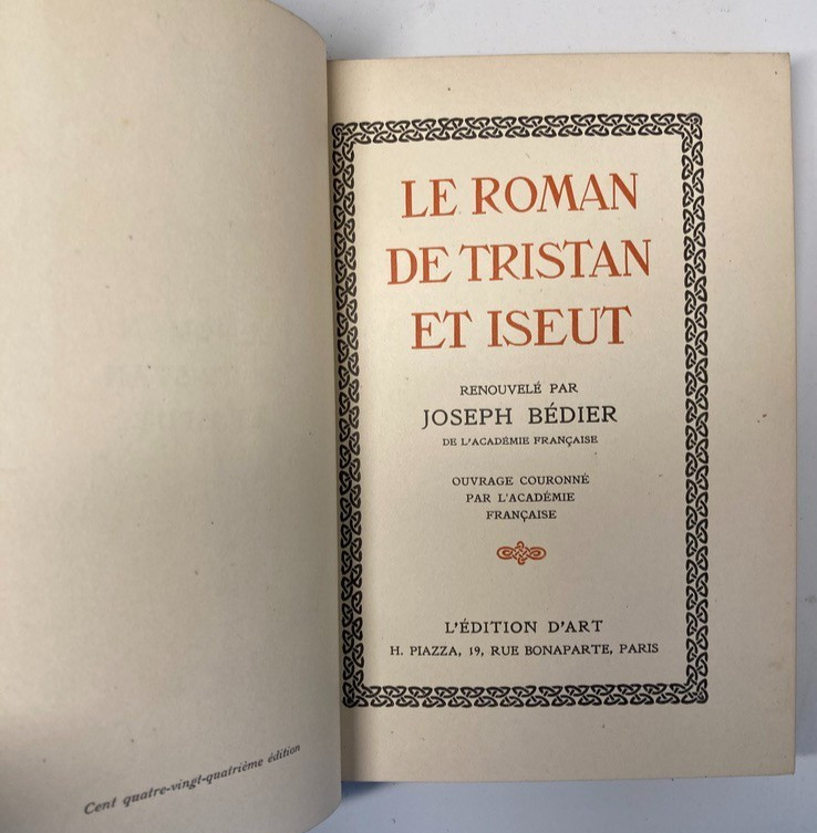 1924 Tristan et Iseut Joseph Bédier Fine Leather Binding Hachette London Pollen