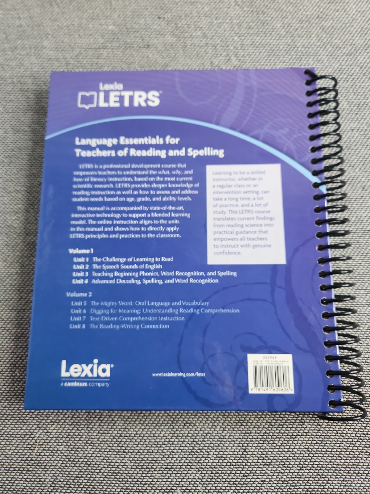 LETRS Volume 1 Units 1-4 Voyager Sopris by Louisa C. Moats and Carol A. Tillman