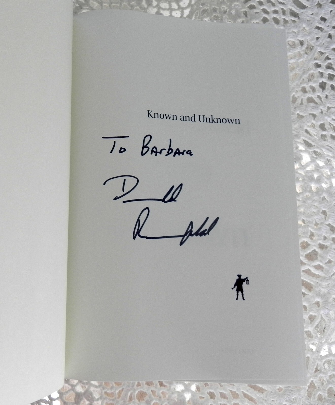 SIGNED Known and Unknown by Donald Rumsfeld