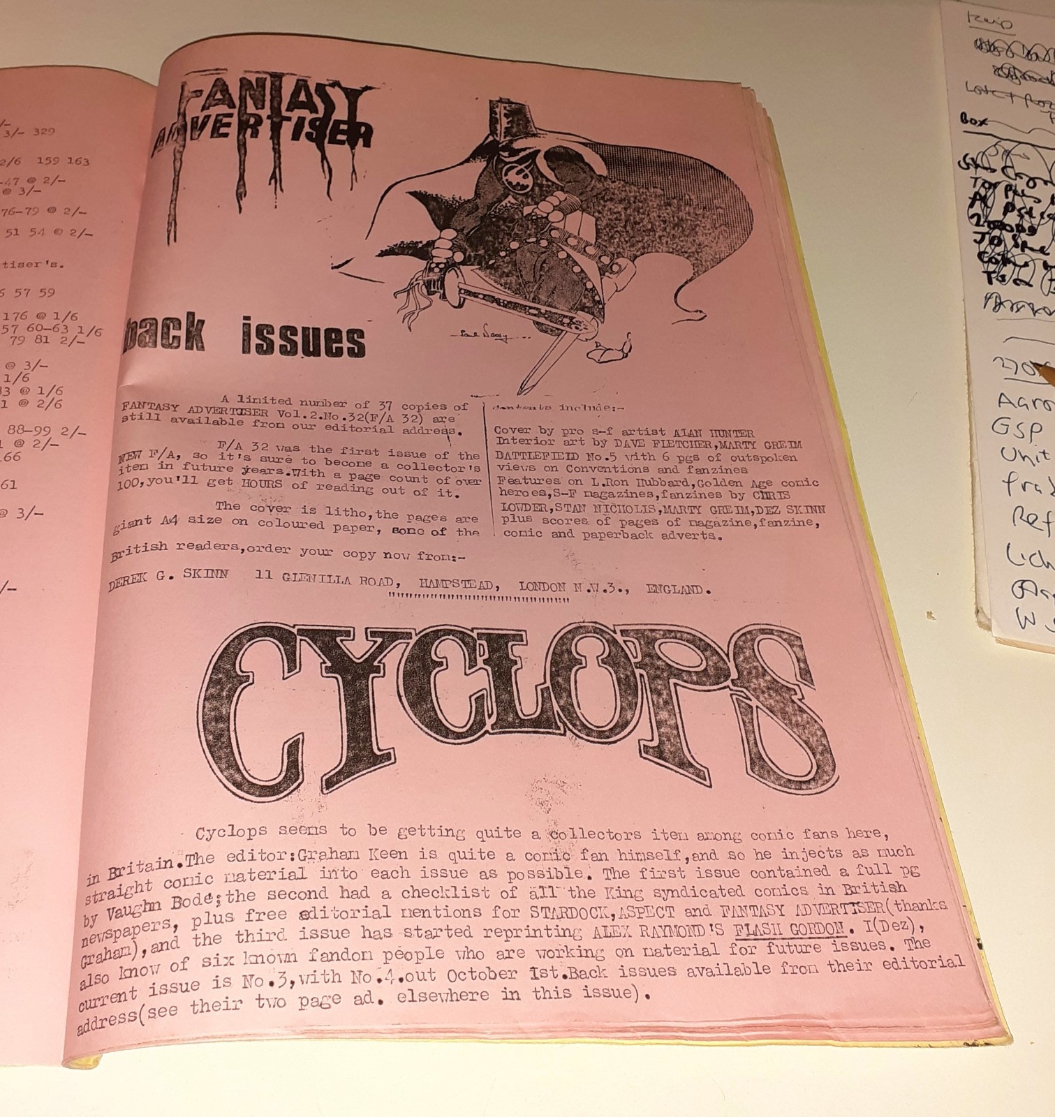FANTASY ADVERTISER no.33 fanzine UK 1970 ALAN MOORE EC Comics Paul Neary Cyclops