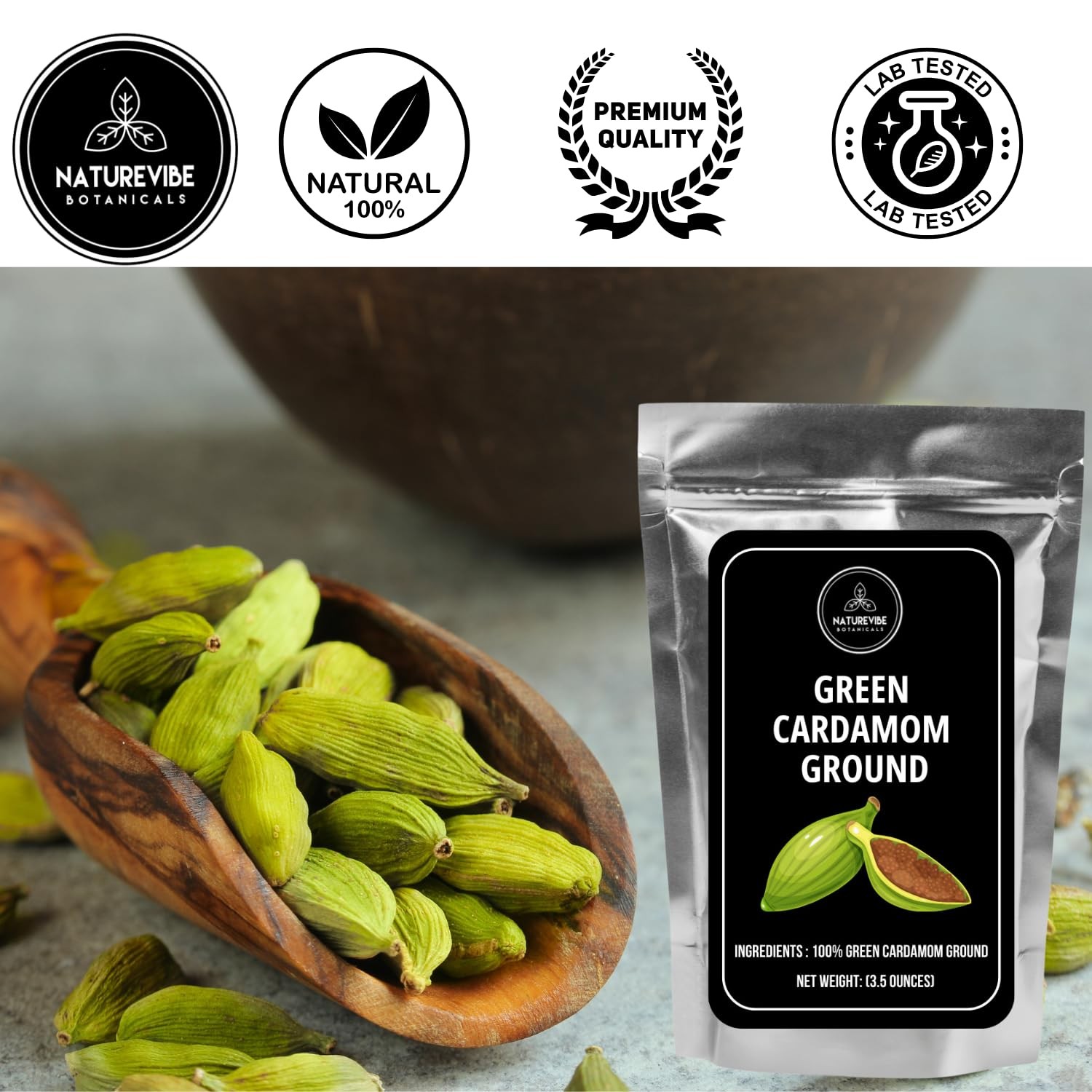 Green Cardamom Powder 3.5 oz | Non-GMO Gluten Free Indian Spice