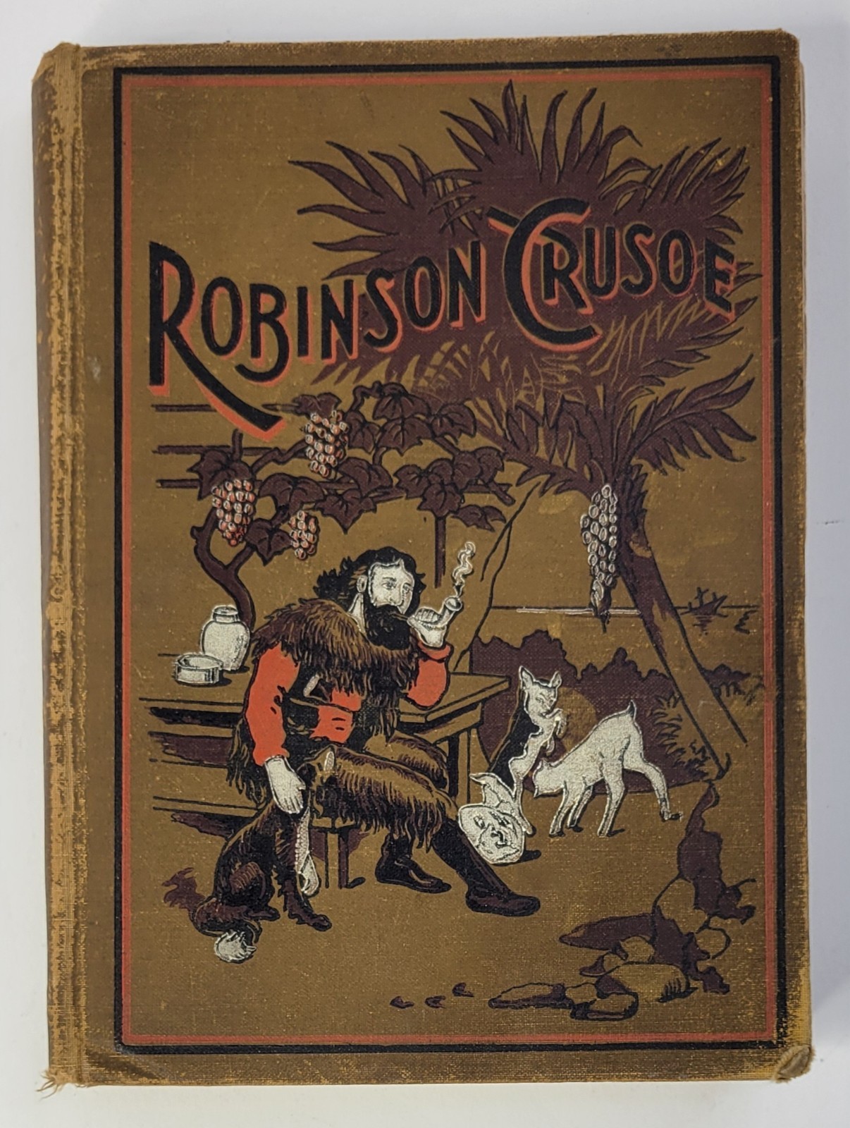 1890’s ROBINSON CRUSOE by Daniel Defoe, B&W Illustrations HC