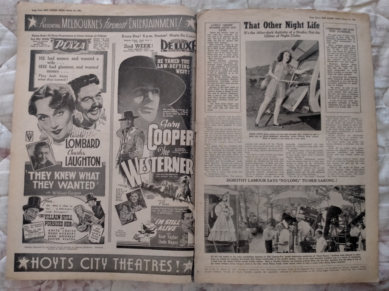 Oz New Screen News – ’41, Brenda Marshall, Ginger Rogers, John Payne, Rare !
