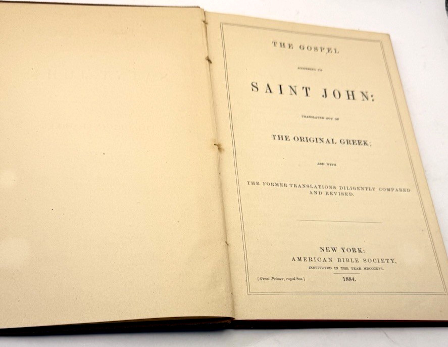 The Gospel According to St. John – American Bible Society 1884 HC Large Print