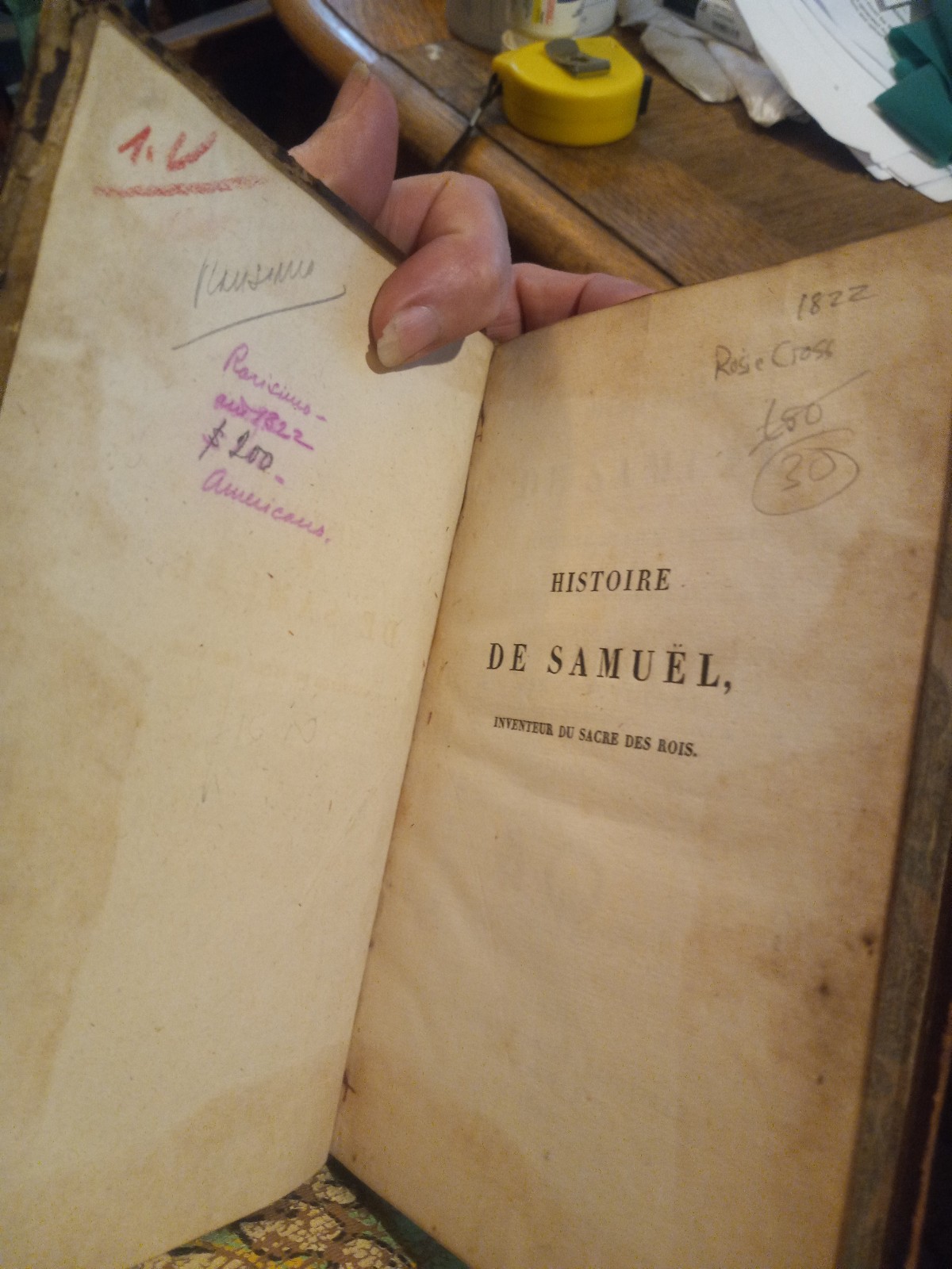 1822 HISTORY BOOK IN FRENCH SIGNED BY MARIO PEDRO ARATA! – HISTOIRE DE SAMUEL