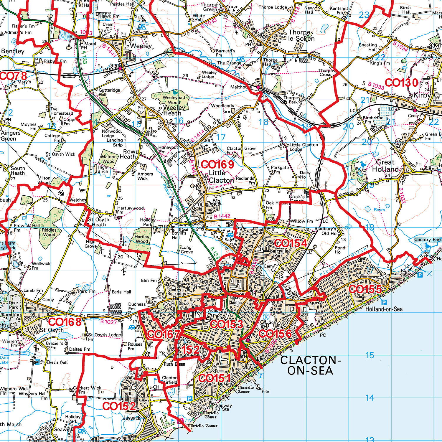 (G50) Map of Colchester CO Postcode Sectors, Poster of Colchester Postcodes
