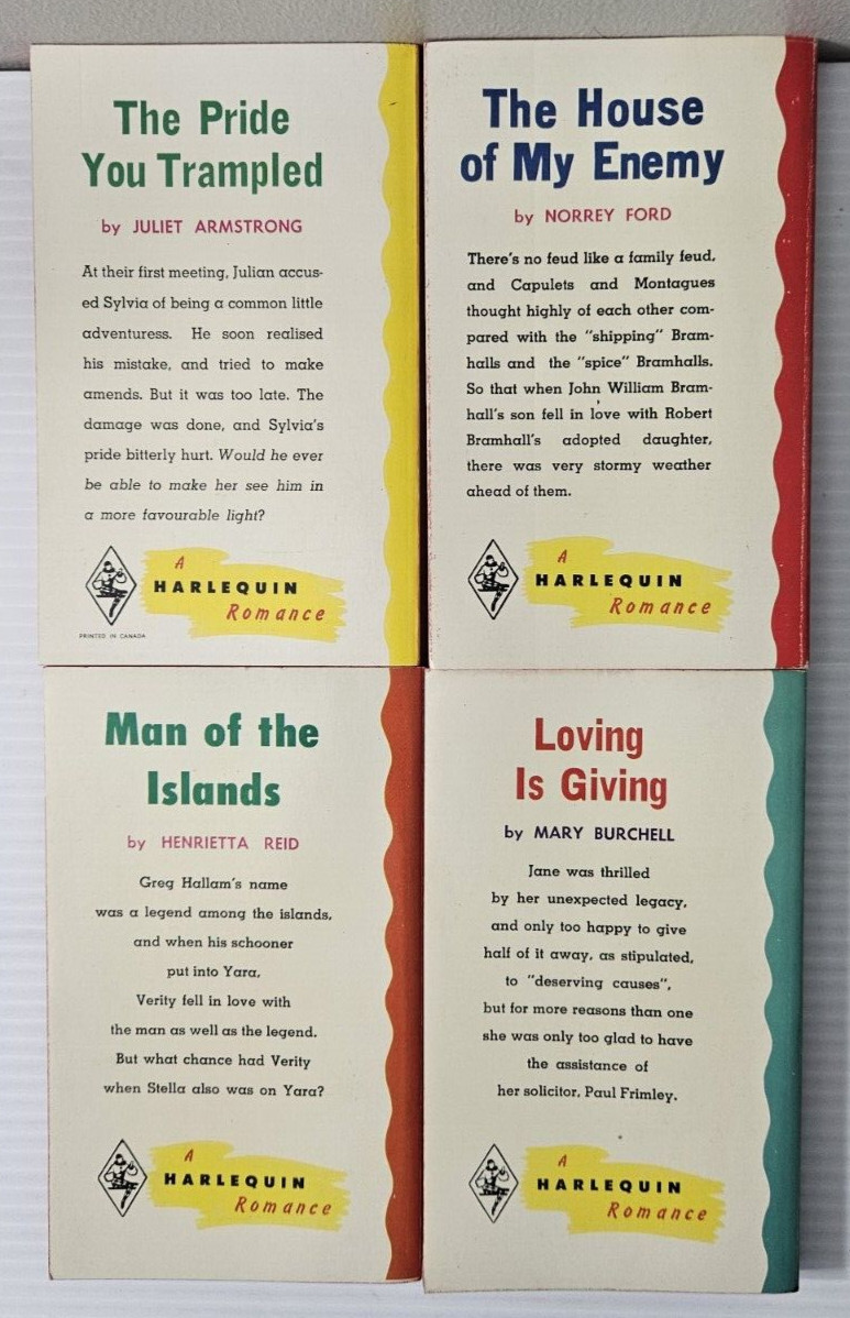 Vtg Paperback A Harlequin Romance Book Lot of 4 #’s 1126,1136,1138,1139