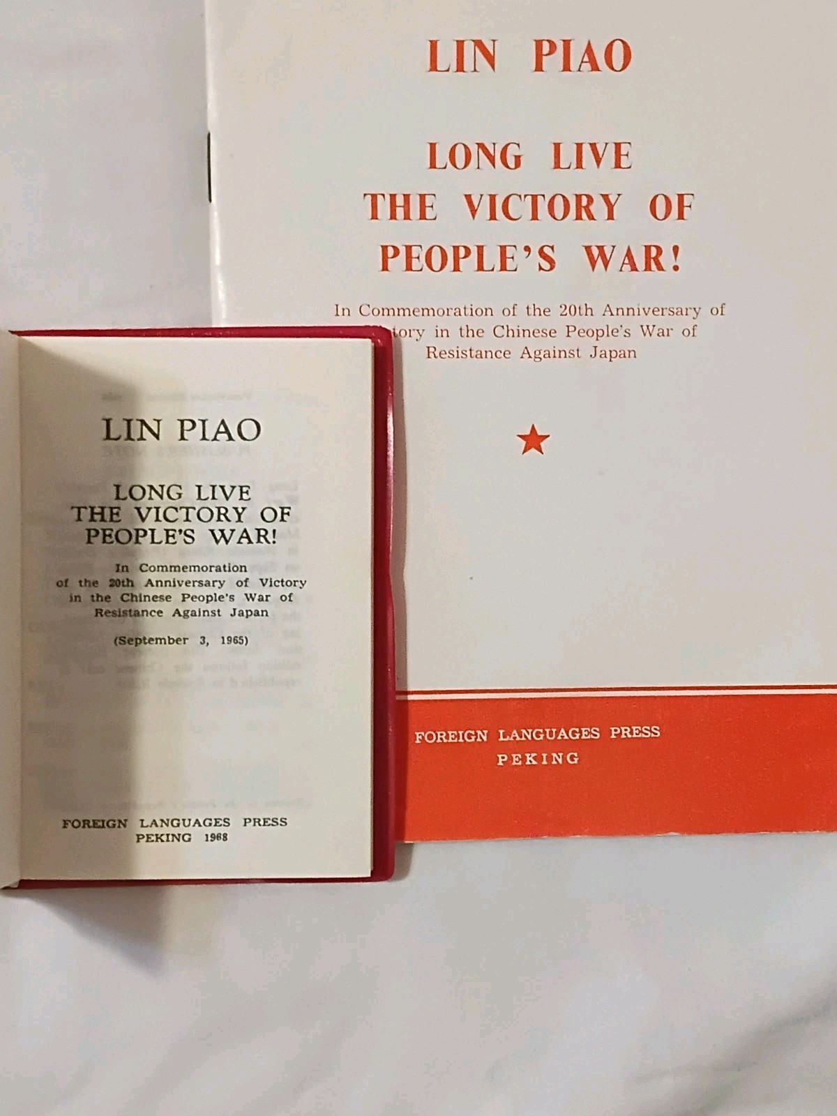 2 Mint Cond. Versions Of Same Very Rare Book, LONG LIVE VICTORY OF PEOPLE’S WAR