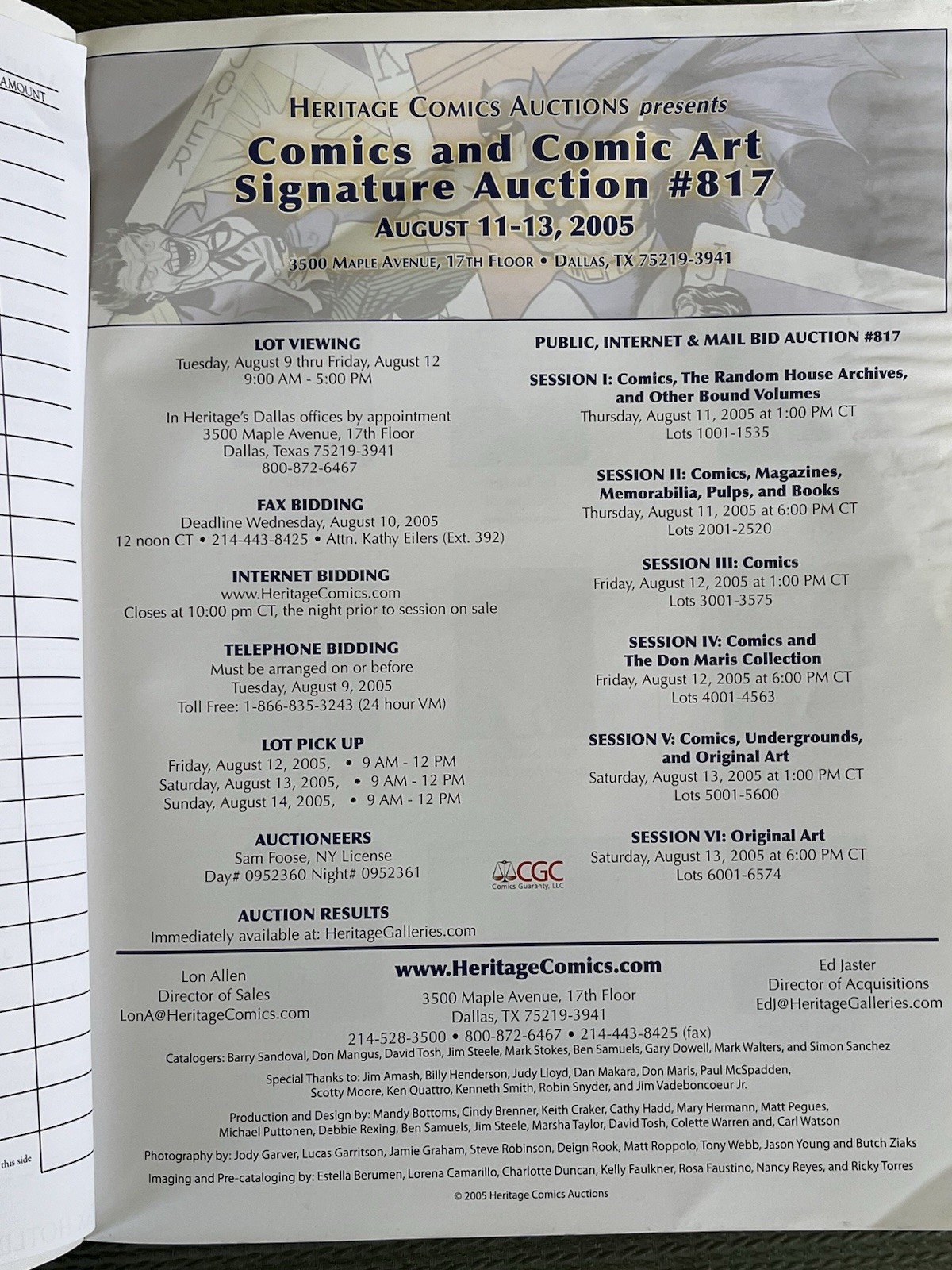 Heritage Comics Auctions August 2005 Signature Auction #817 Catalog, 588 pages