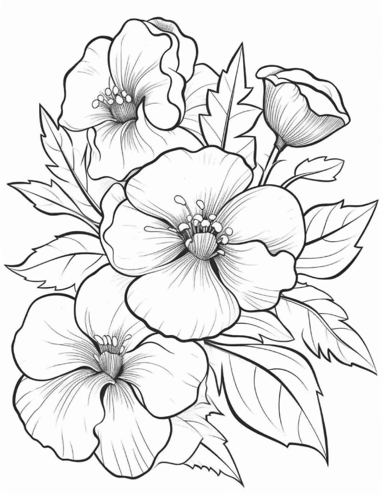 Relaxing Flowers Coloring Book