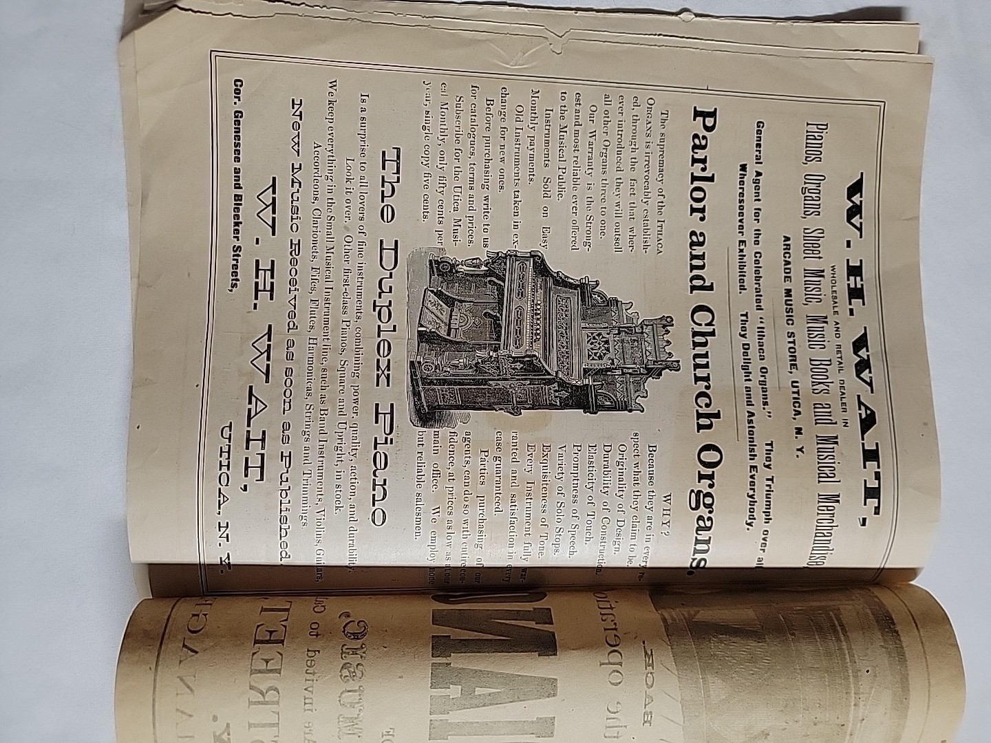 Rare July 1888 Utica N.Y. Antique “Wait’s The Monthly Review” Music Book