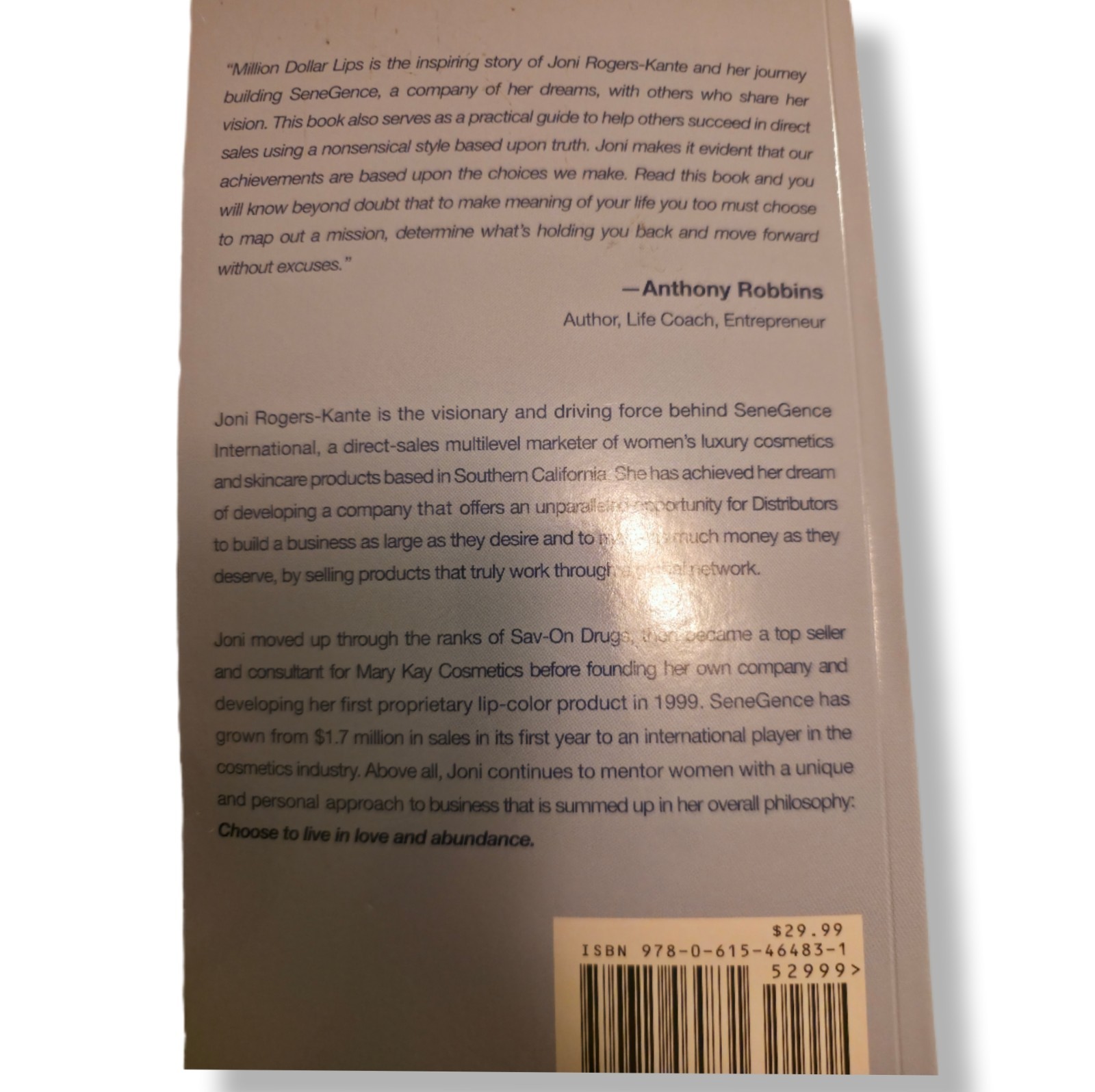 Million Dollar Lips Paperback Book Senegence Joni Rogers Kante