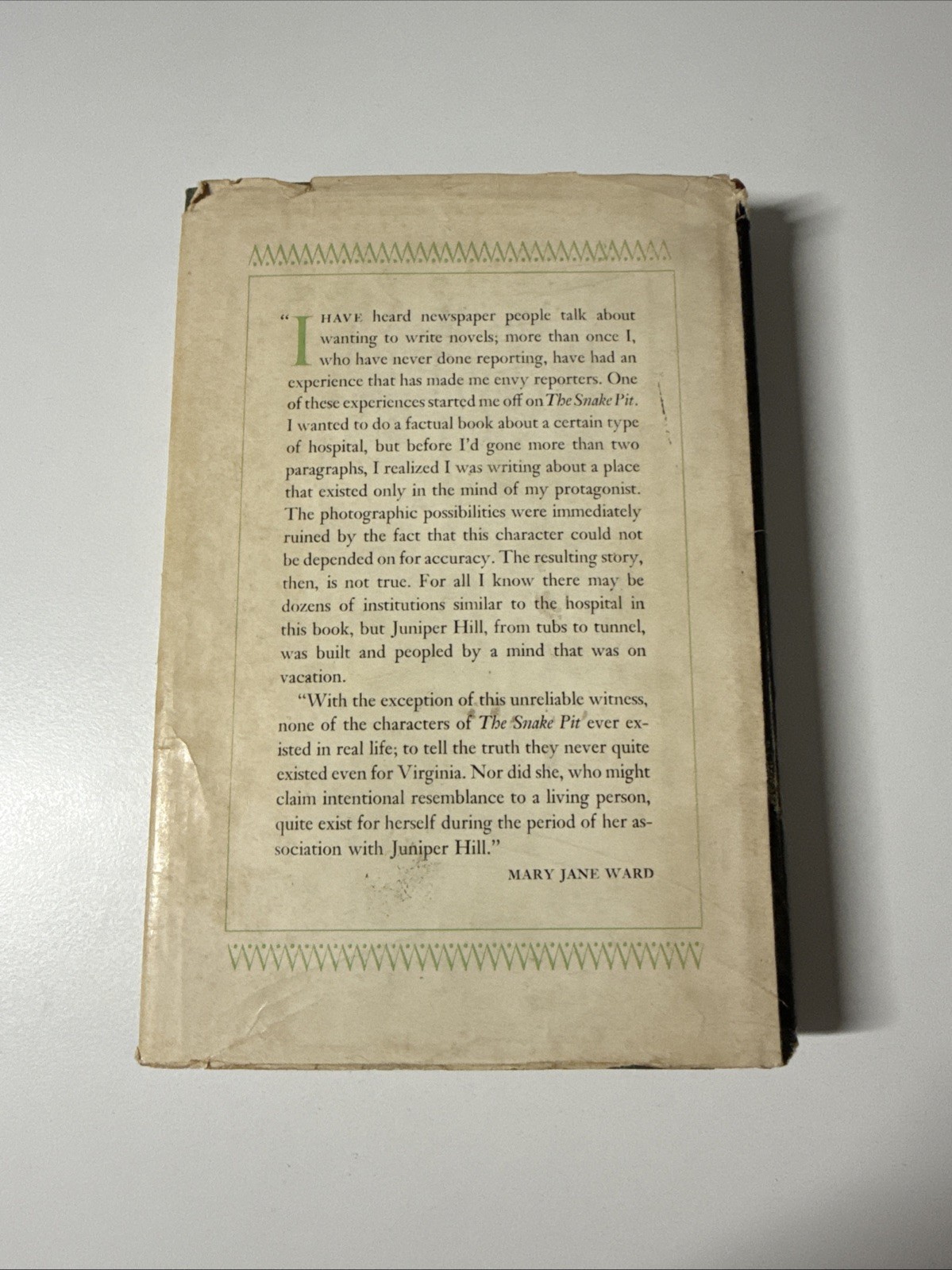 The Snake Pit By Mary Jane Ward 1946 Book Club Edition HC/DJ