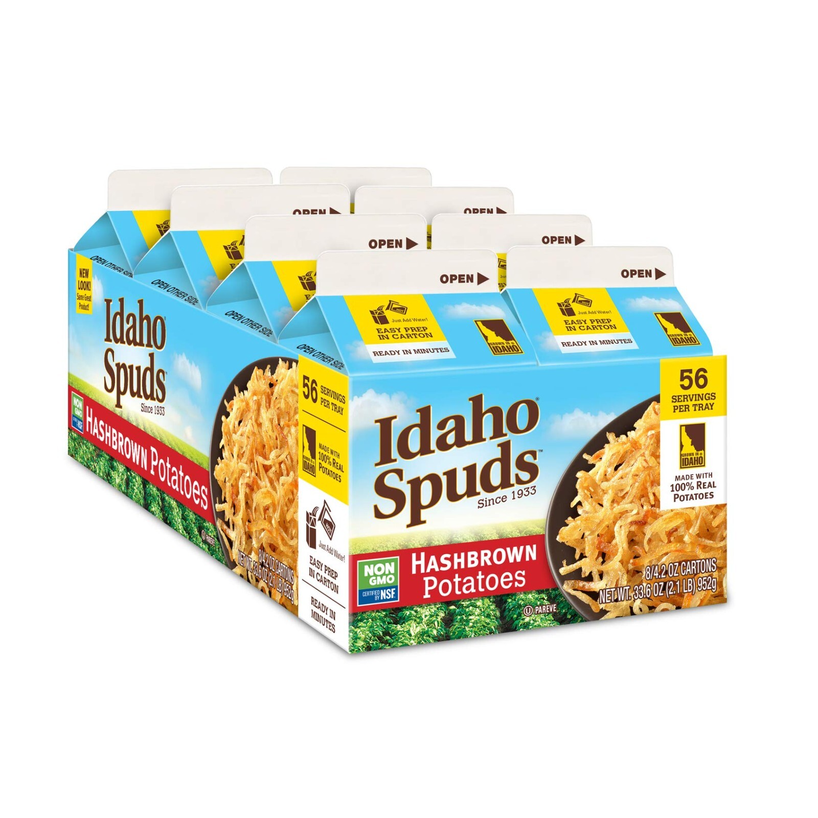 Premium Hashbrown Potatoes 4.2 Oz, 8 Pack, Made from 100 Potatoes No