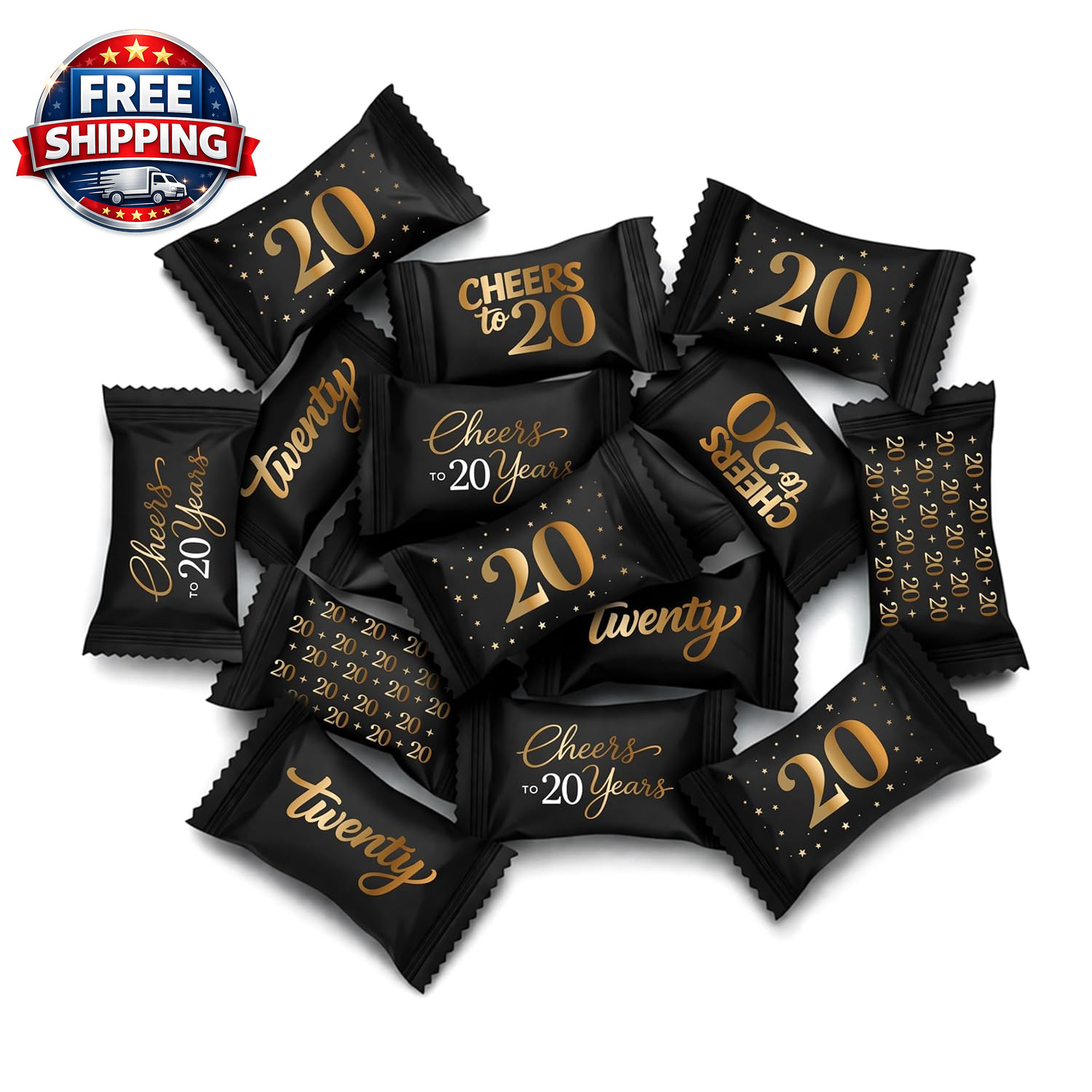 100 Count Cheers to 20 Years Buttermints 13 Oz Individually Wrapped Candy 20Th B