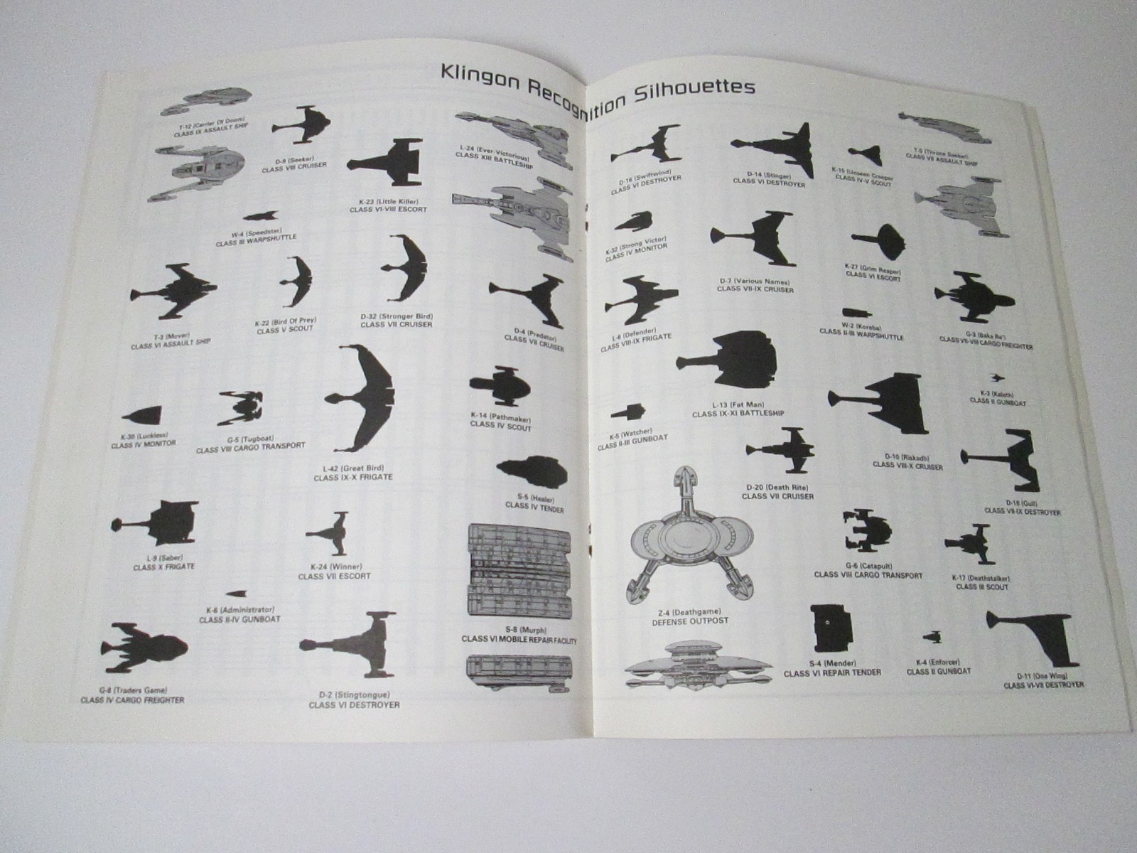 STAR TREK Klingon Ship Recognition Manual 1985 Book Imperial Navy RPG Fleet FASA