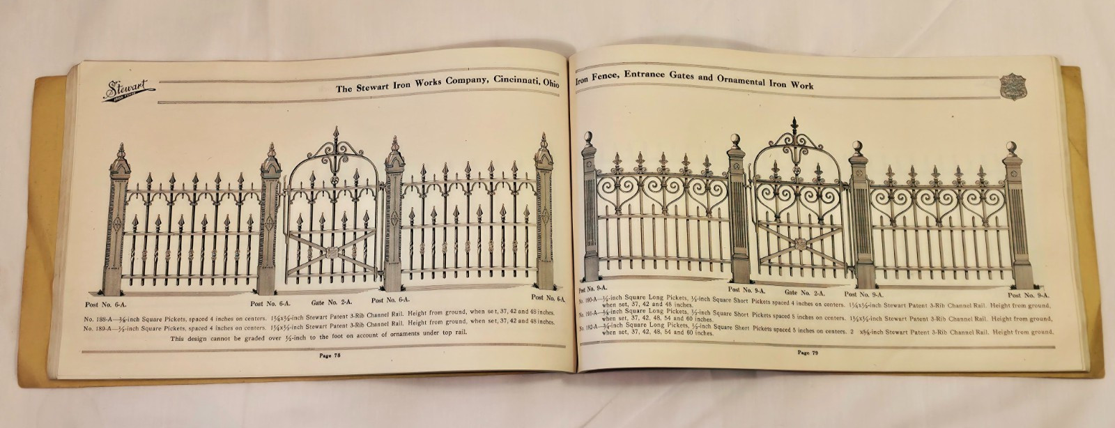 1917 Stewart Iron Works Catalog 50-A Fence Gates Ornamental Iron Cincinnati