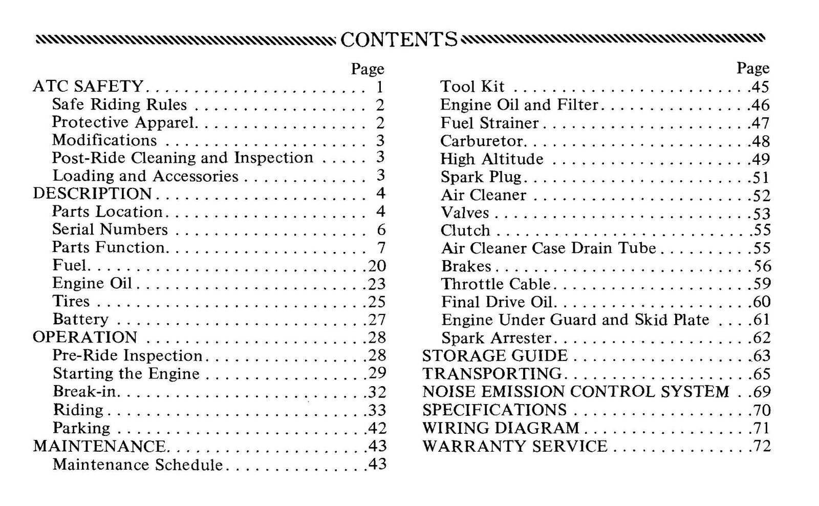 1987 Honda ATC Big Red 250ES Owner’s Manual 74 Pages