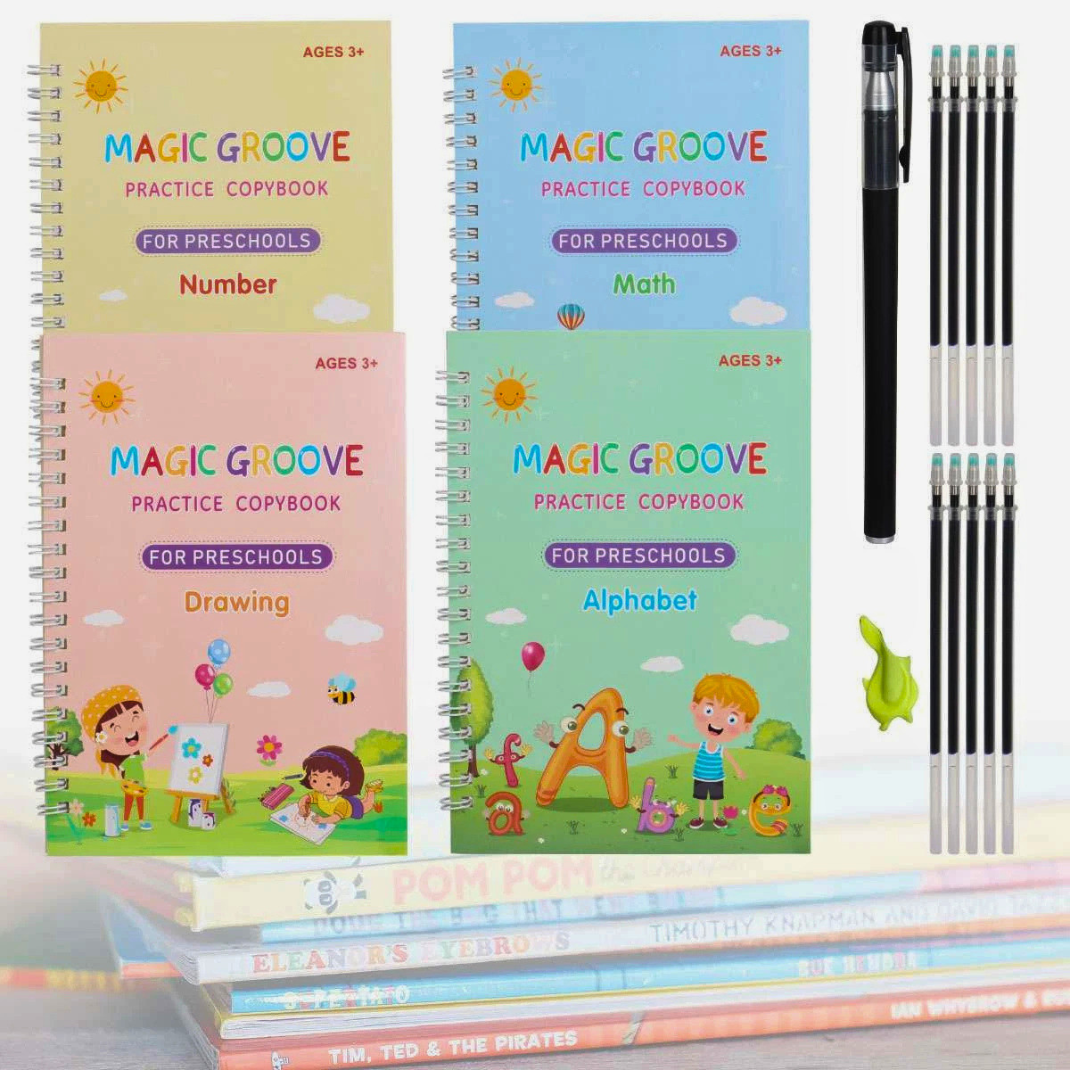 Magic Grooved Writing Practice for Kids,Reusable Grooved Handwriting Workbooks