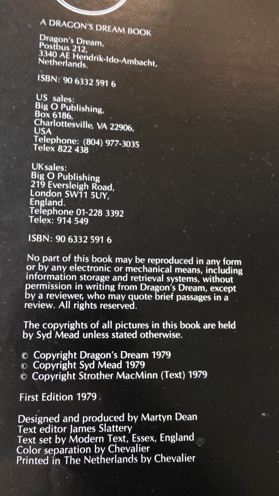 Sentinel Syd Mead Futurist Concept Art Book First Edition 1979 Dragon’s Dream