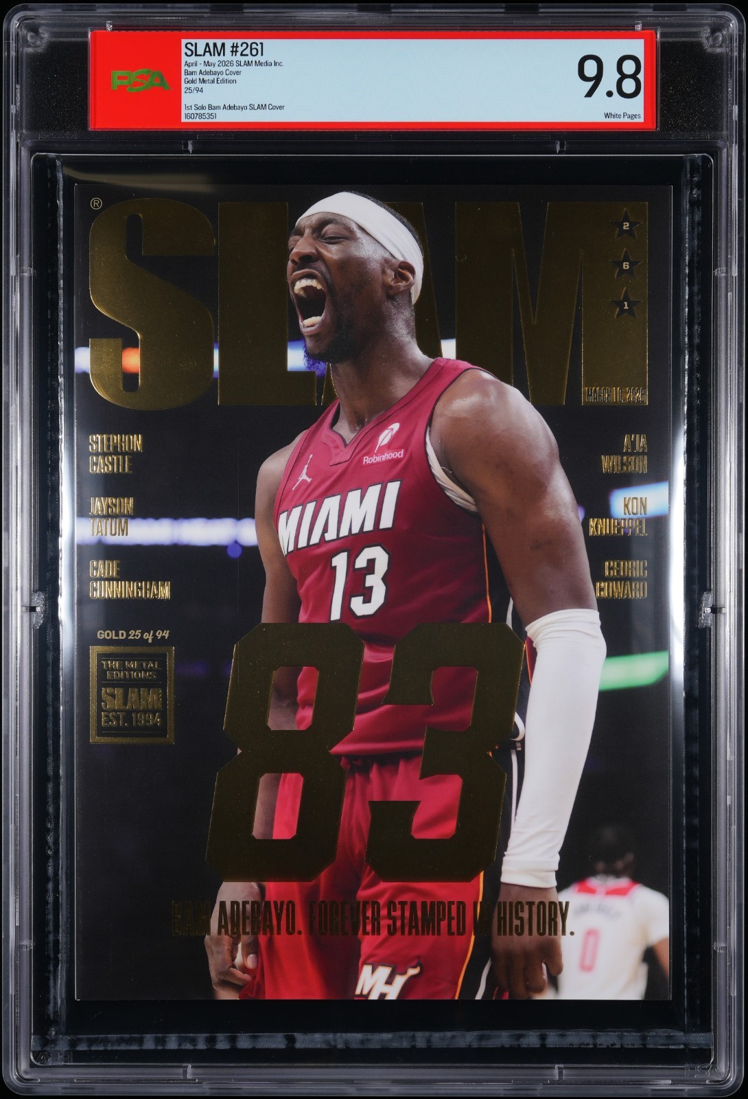 Gold Metal SLAM #261 Bam Adebayo Cover /94 PSA 9.8 Magazine 83 Points