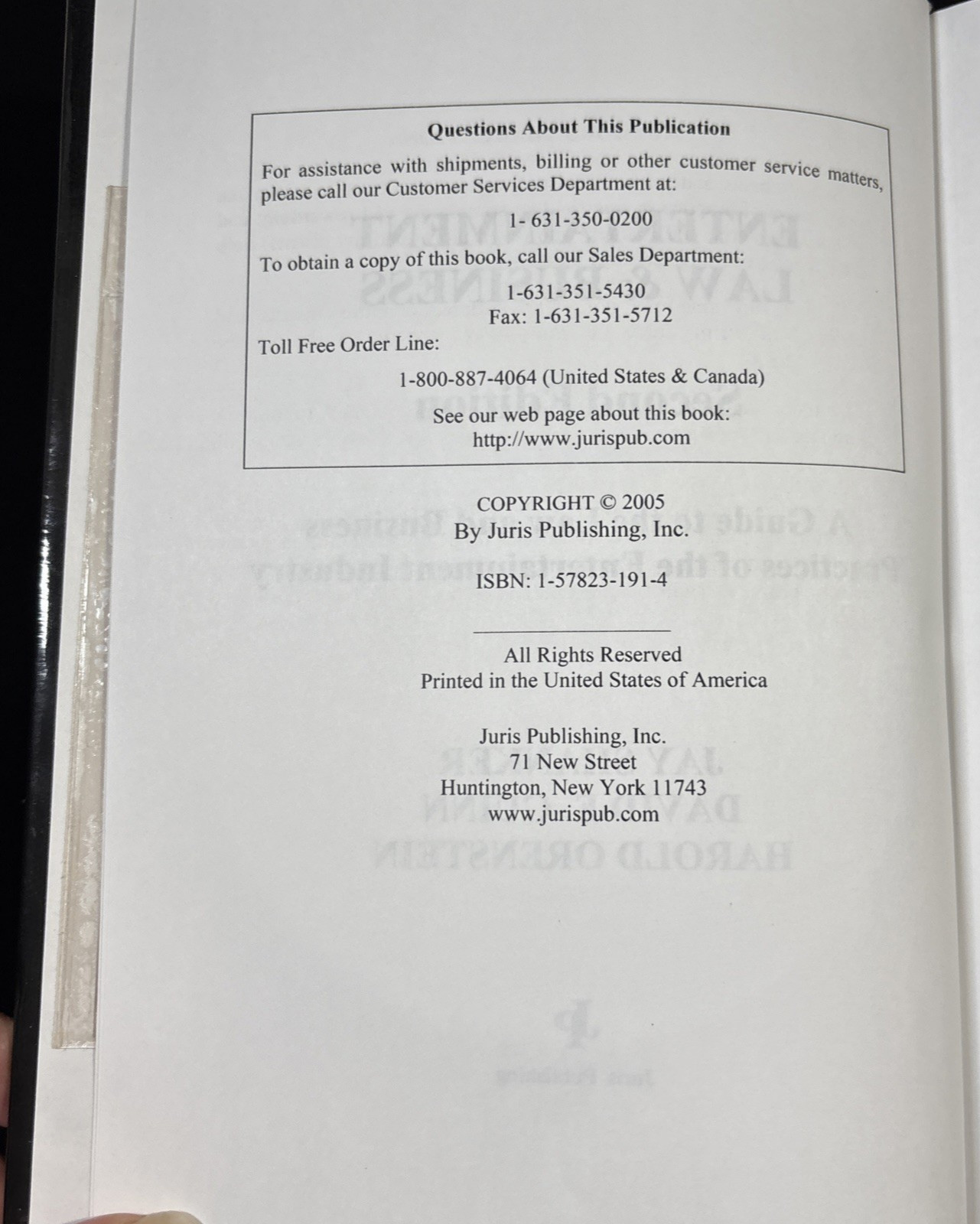 Entertainment Law & Business Second Edition, W/ CD-Rom Shanker, Guinn, Orenstein