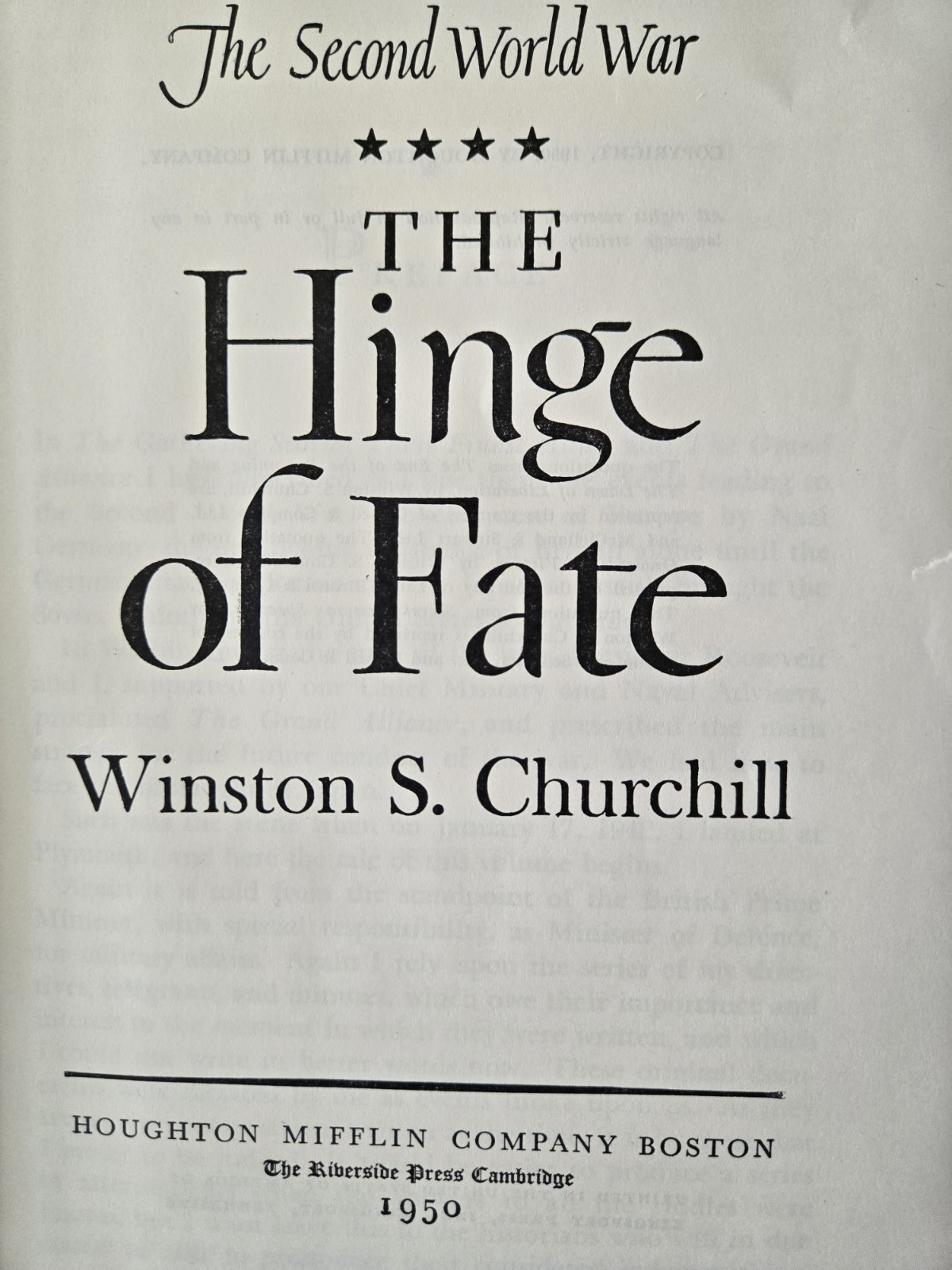 The Second World War by Winston Churchill, complete 6 Vol. hardcover set w/ DJ’s